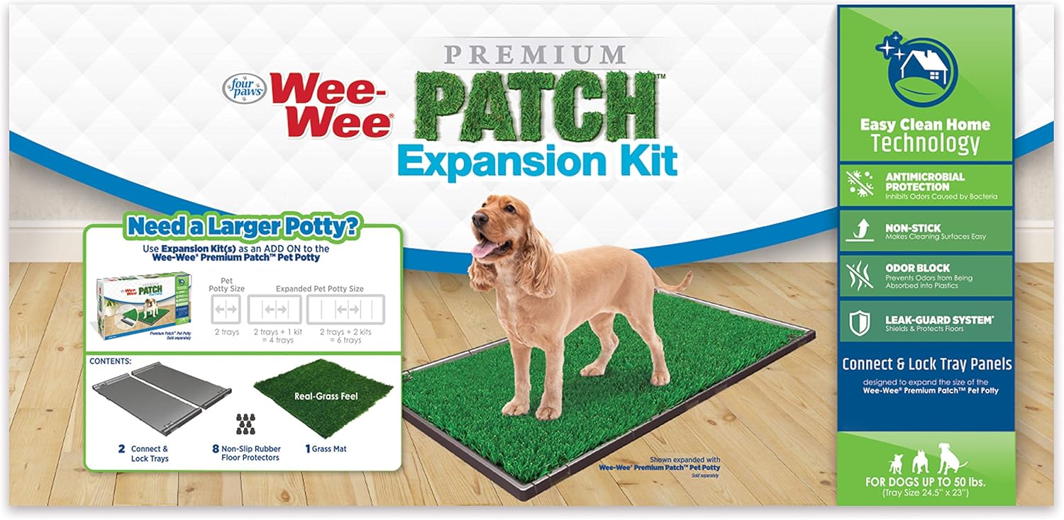 Four Paws Wee-Wee Premium Patch Pet Kit de expansión del sistema de orinal para mascotas, 24.5 x 23 pulgadas