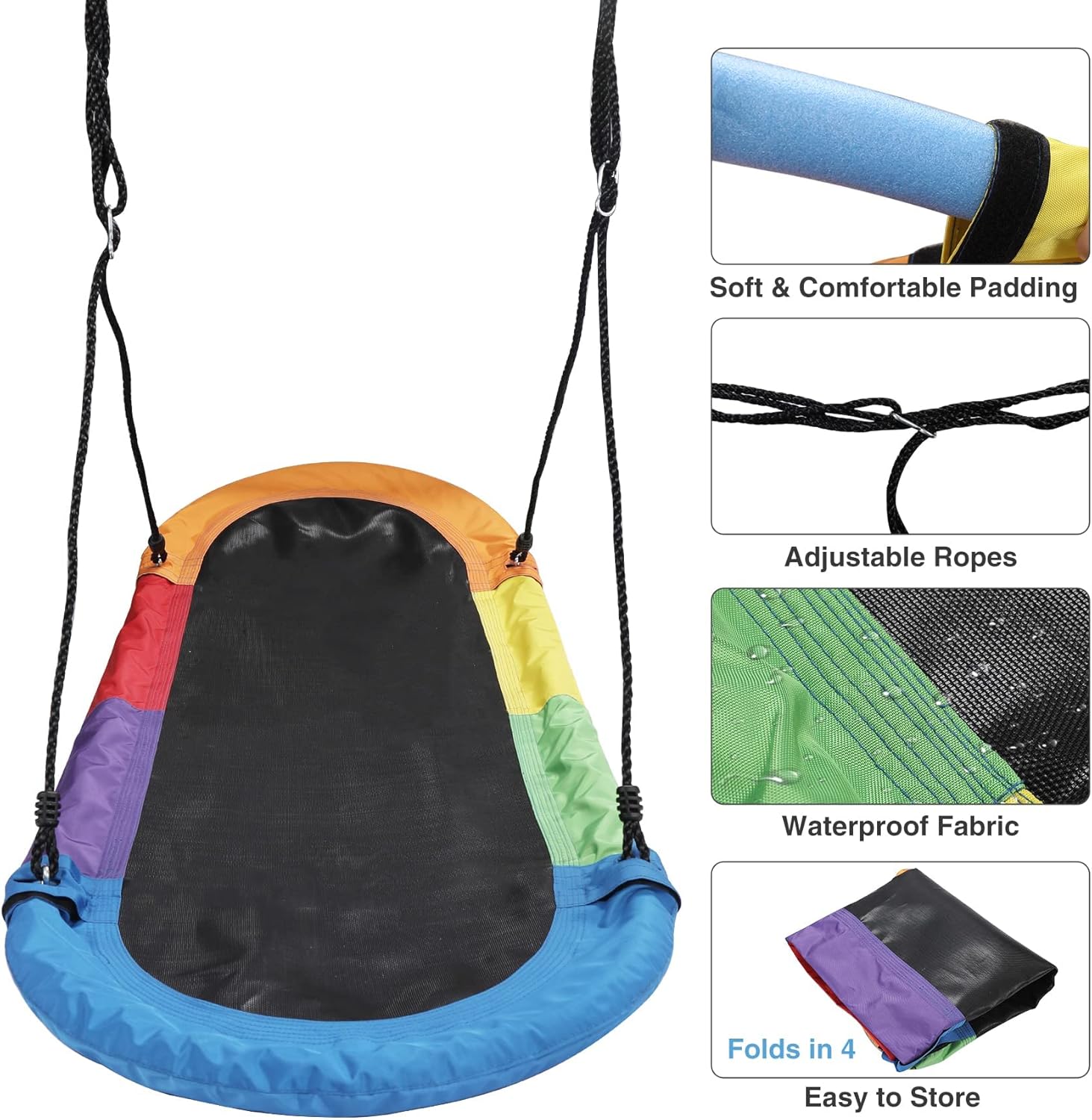 RedSwing Columpio de platillo de 65 pulgadas para niños, columpio de plataforma gigante para patio de juegos al aire libre, columpio de surf ovalado