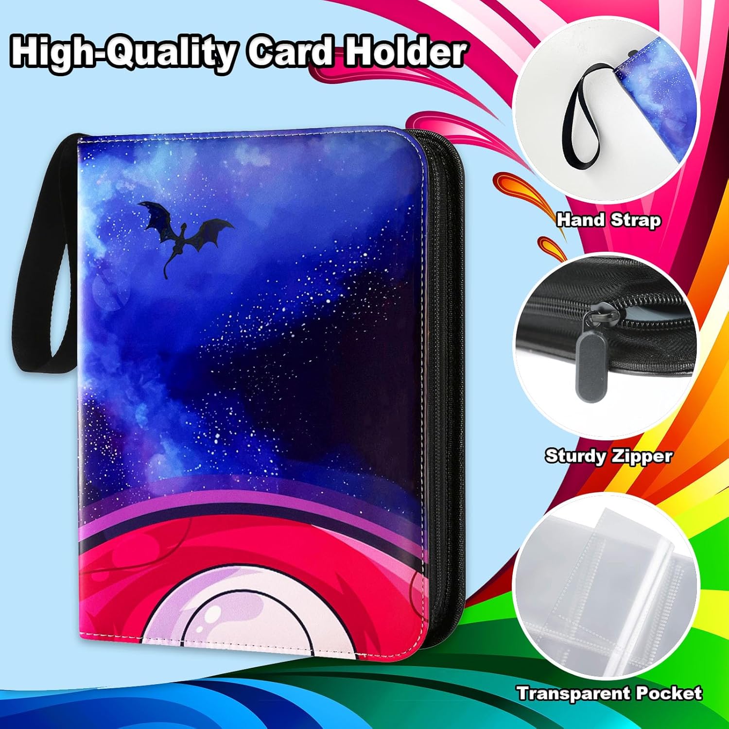 Dmoicols Carpeta de tarjetas para tarjetas intercambiables de juegos, con 520 bolsillos y 65 fundas. Estuche coleccionable para tarjetas