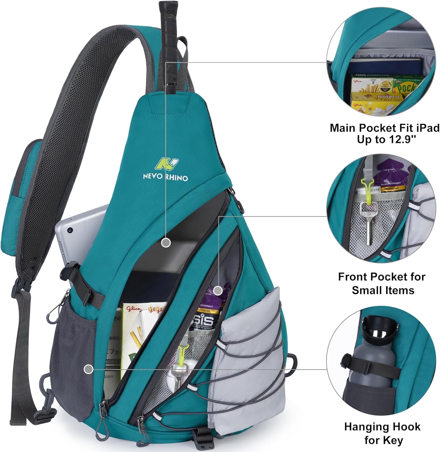 NEVO RHINO – Mochila cruzada de 18 litros para hombres con bolsillo para teléfono, bolsa de hombro para hombres, mujeres, mochila deportiva