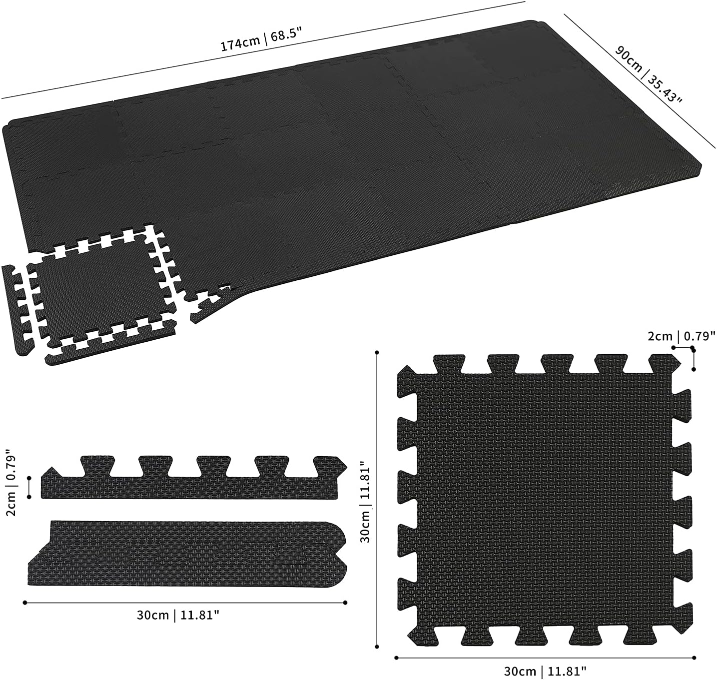 qqpp Alfombrilla de ejercicio EVA para entrenamiento en casa, rompecabezas entrelazado, baldosas de espuma de goma, alfombrillas para yoga,