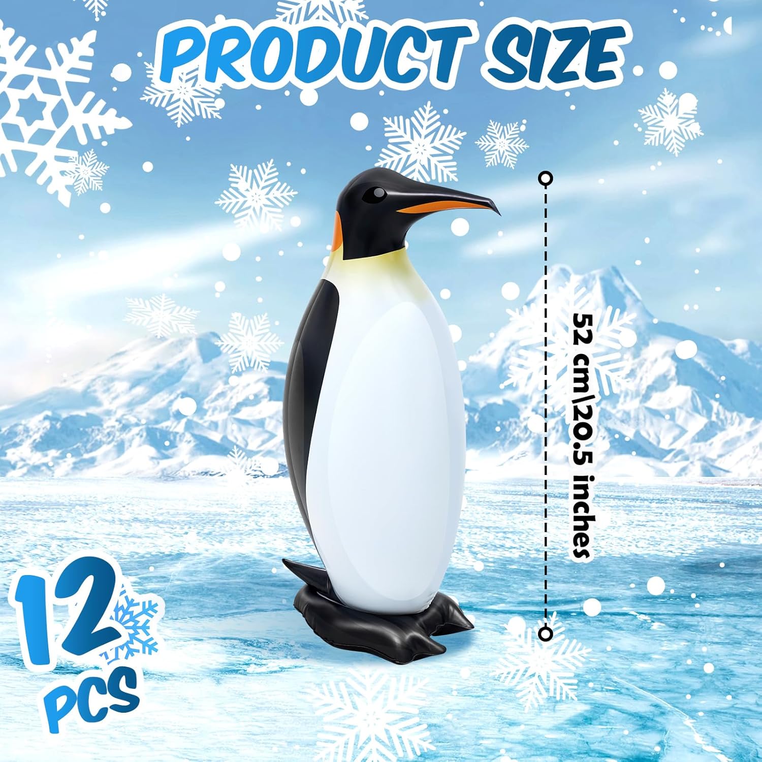 12 pingüinos inflables de 1.67 pies para decoración de interiores, pingüinos inflables para piscina, pingüinos, fiestas, acuarios, decoración