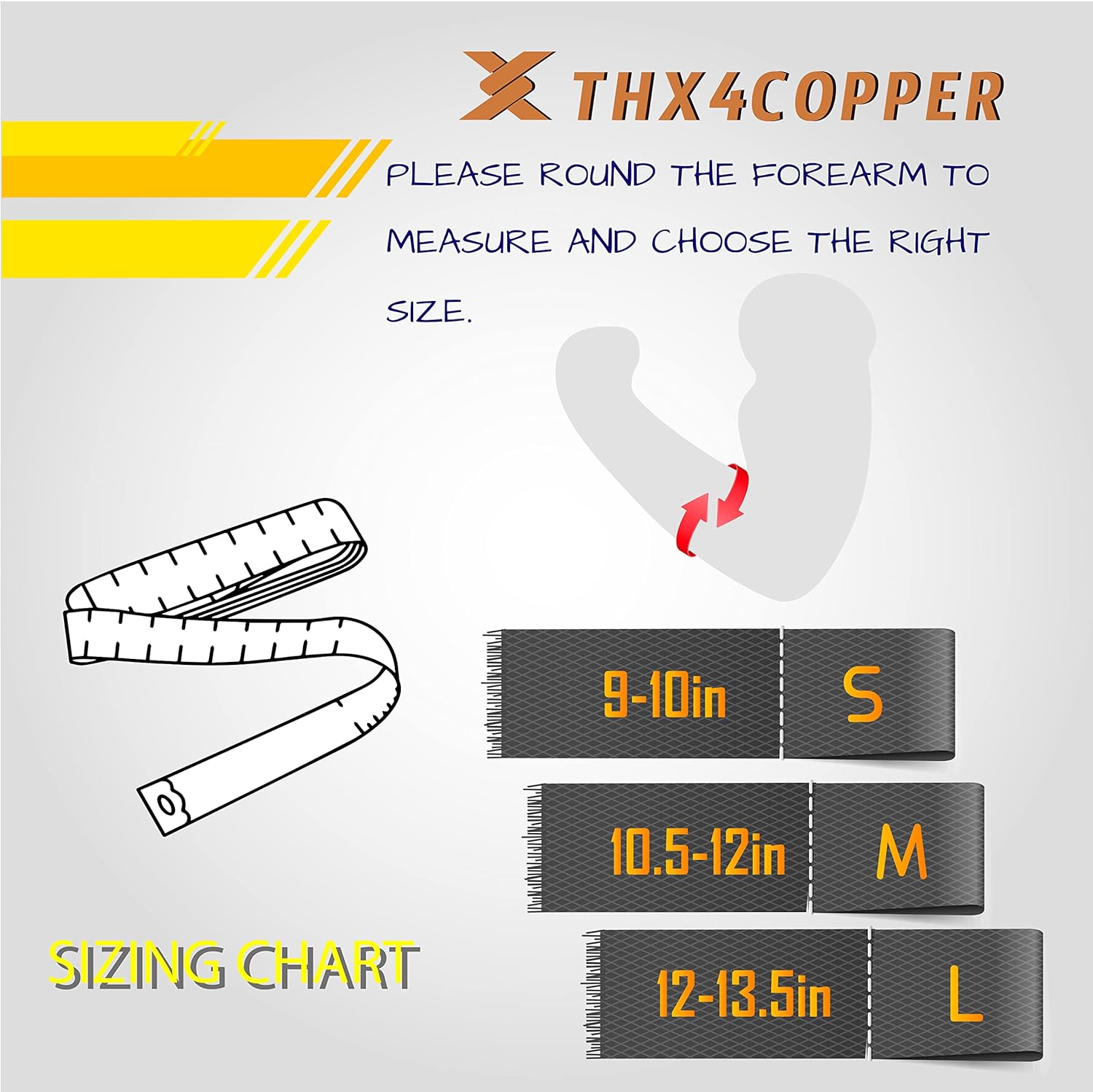 THX4COPPER Soporte de compresión ajustable para codo de tenis y golfistas, con almohadilla para aliviar el dolor muscular y articular, tendinitis,
