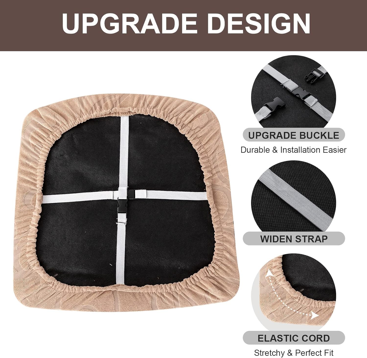 Genina Fundas de asiento impermeables para sillas de comedor, fundas elásticas para sillas de comedor, fundas protectoras para sillas de cocina,