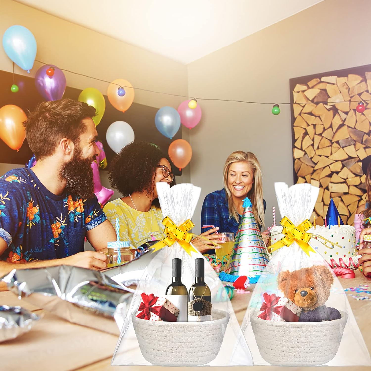 Tatuo 6 juegos de cestas de regalo, canastas vacías de algodón tejido a granel con bolsas, cintas, conejo, dulces, huevos de Pascua, cesta para