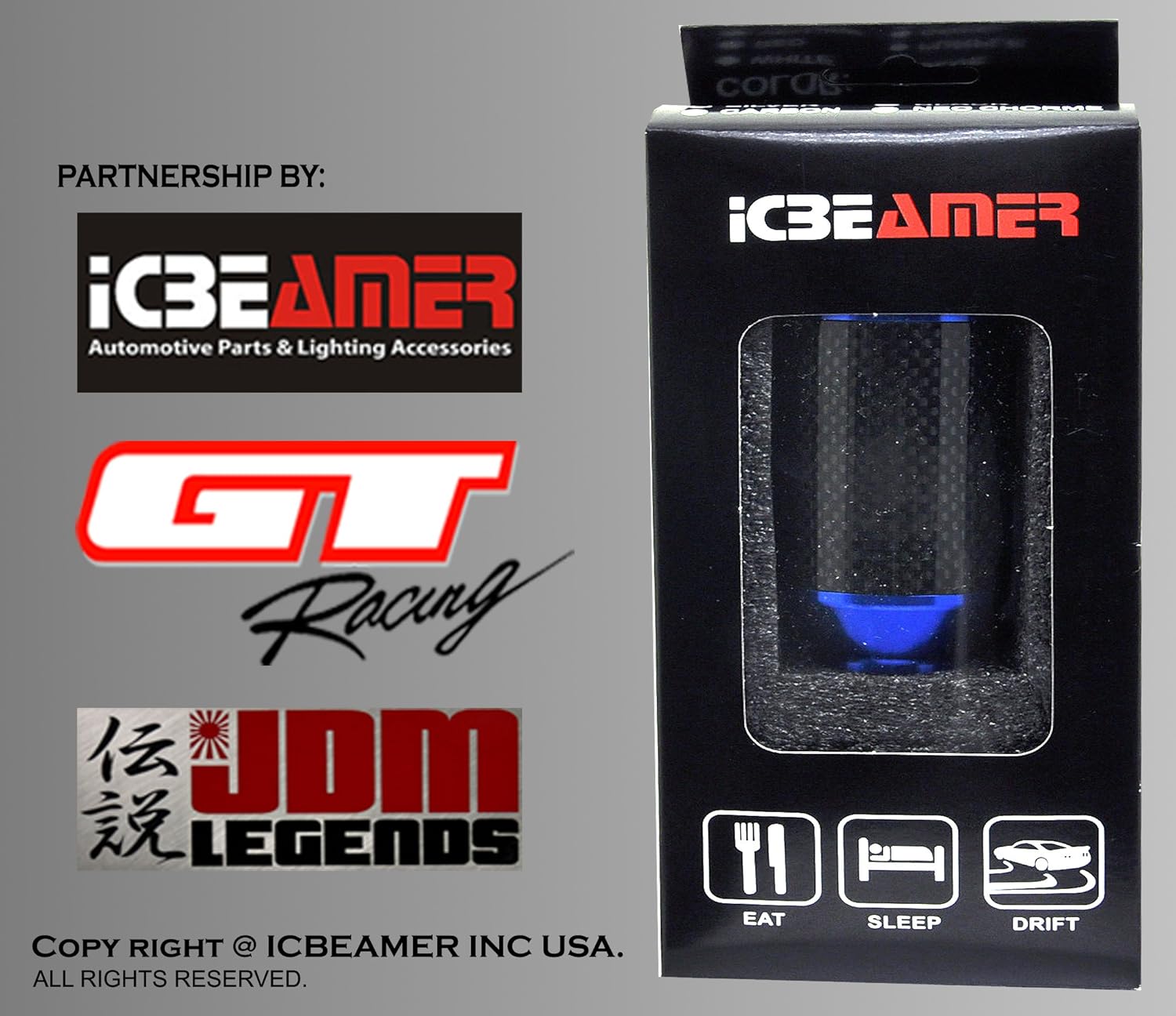 ICBEAMER Drifting JDM Styles – Perilla de palanca de cambios manual de aluminio con fibra de carbono real (5 y 6 velocidades)