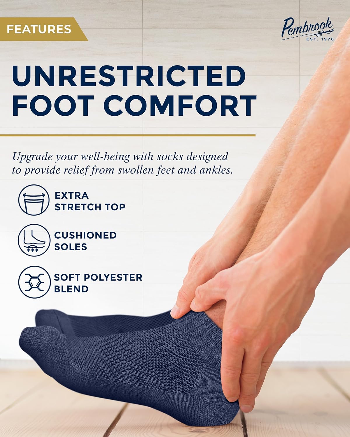 Pembrook Calcetines tobilleros para diabéticos para hombres y mujeres, 6 pares de calcetines de corte bajo sin costuras para diabéticos para mujer