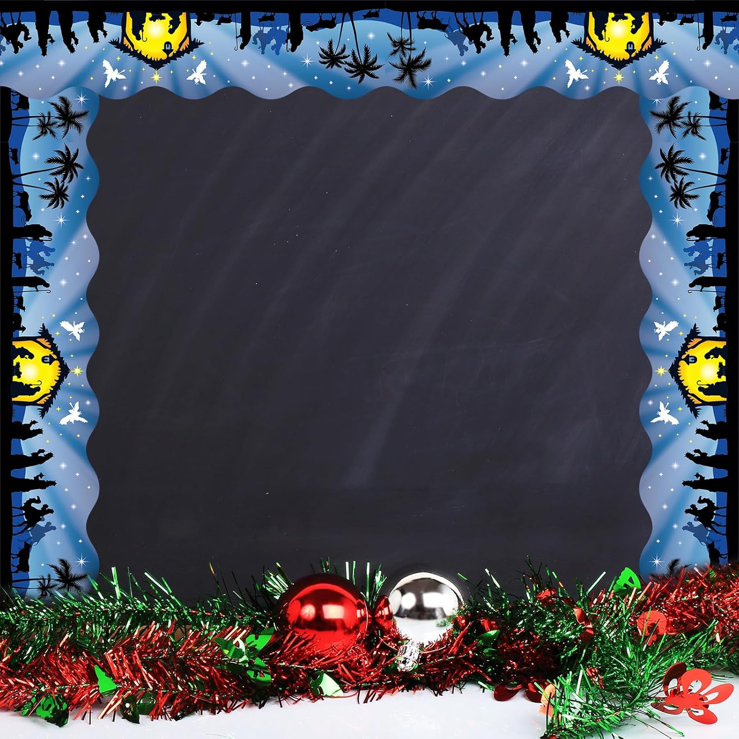 AnyDesign – Bordes de tablón de anuncios de Navidad de 32.8 pies, bordes azules de noche santa, suministros de decoración de Navidad, escuela, aula,