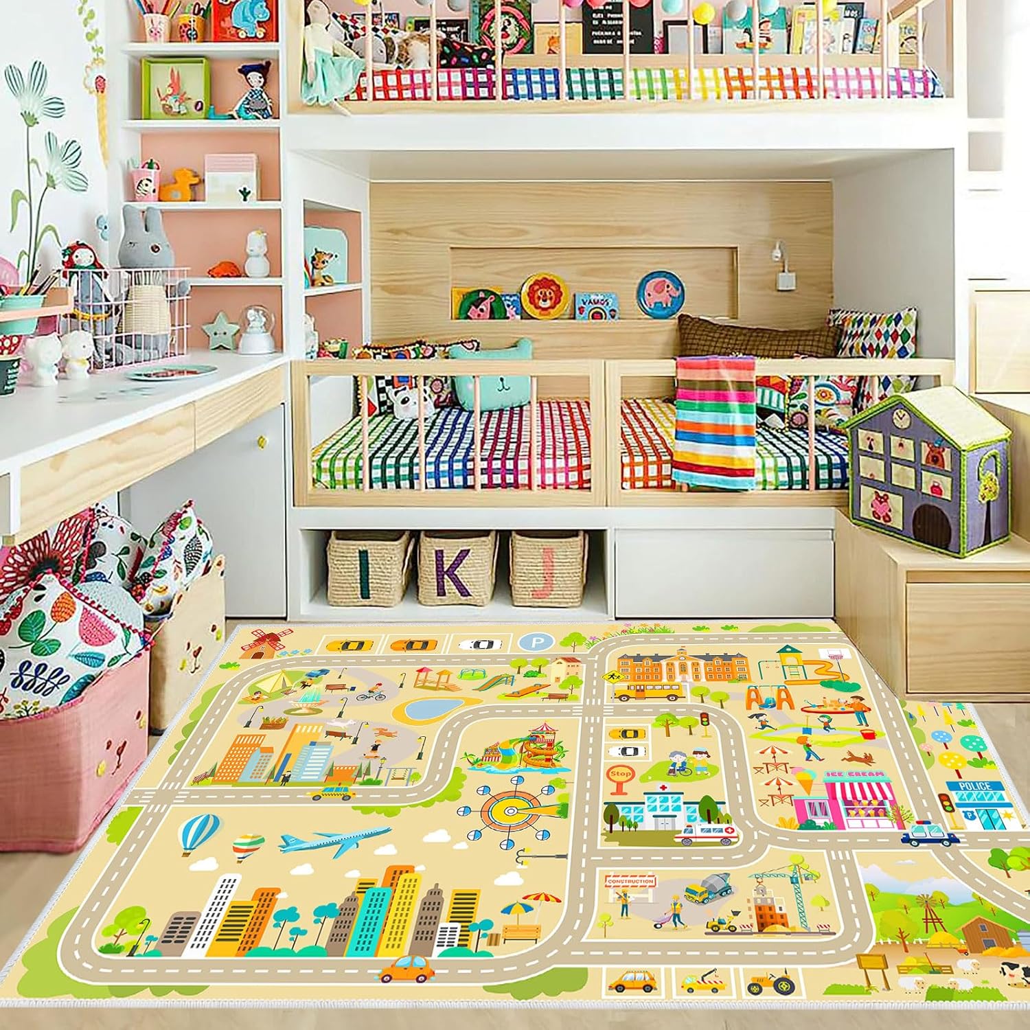 Alfombra de juego para niños, alfombra de coche para jugar a autos, juguetes, mapa de tráfico de la ciudad, alfombra de sala de juegos para niños,