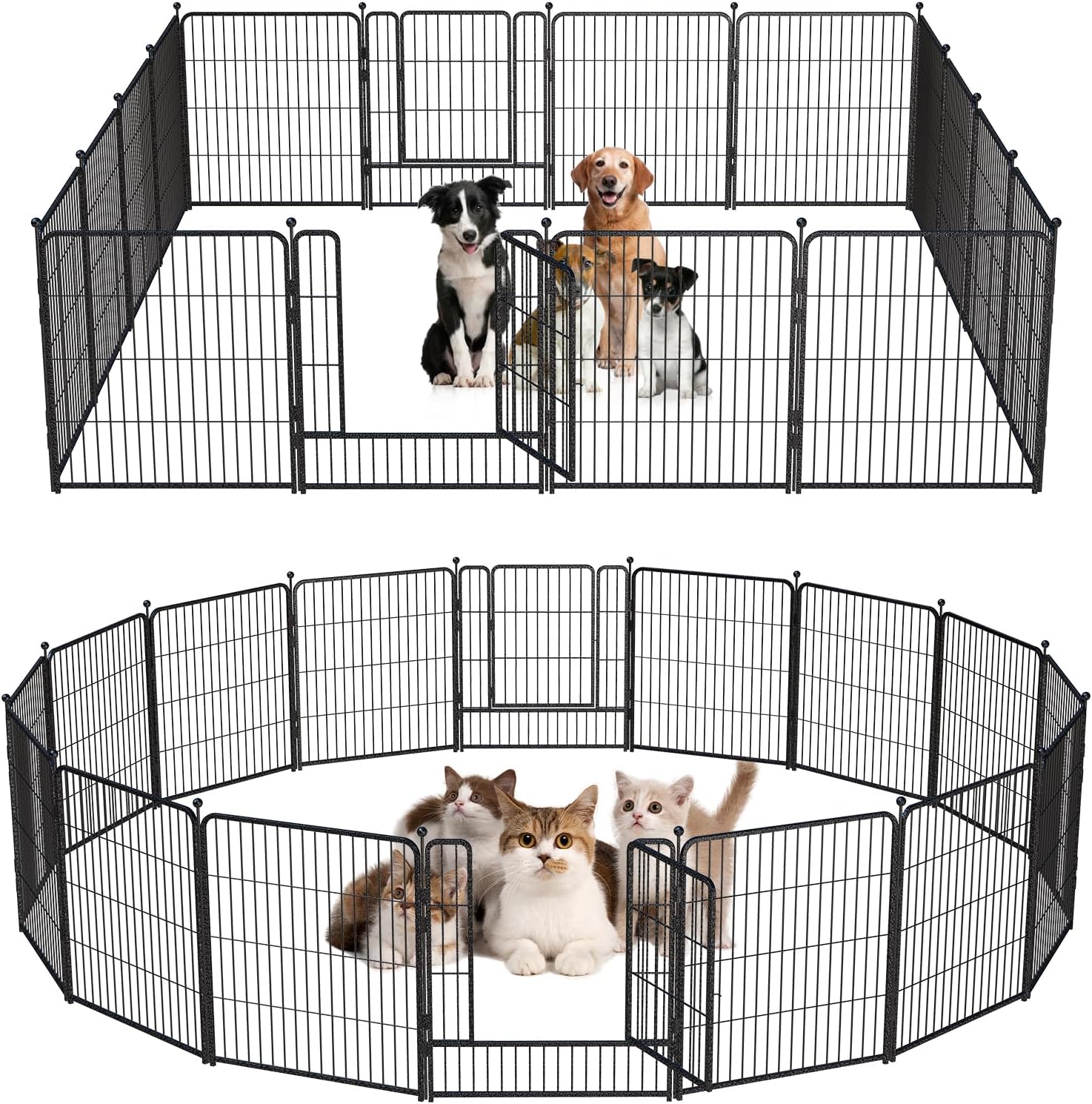 SZHLUX Corralito para perros al aire libre, 16 paneles de valla para perros de 32 pulgadas de altura, corral con puertas para perros medianos y