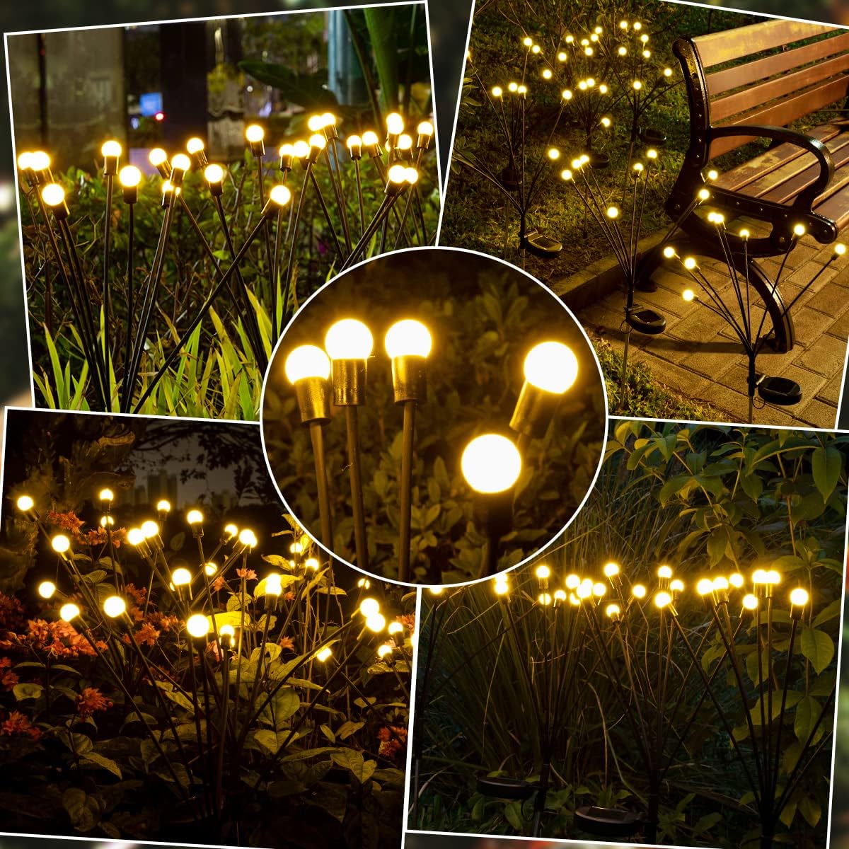 KYEKIO Paquete de 8 luces solares de luciérnaga para exteriores, luces solares para exteriores, impermeables, luces solares decorativas para patio,