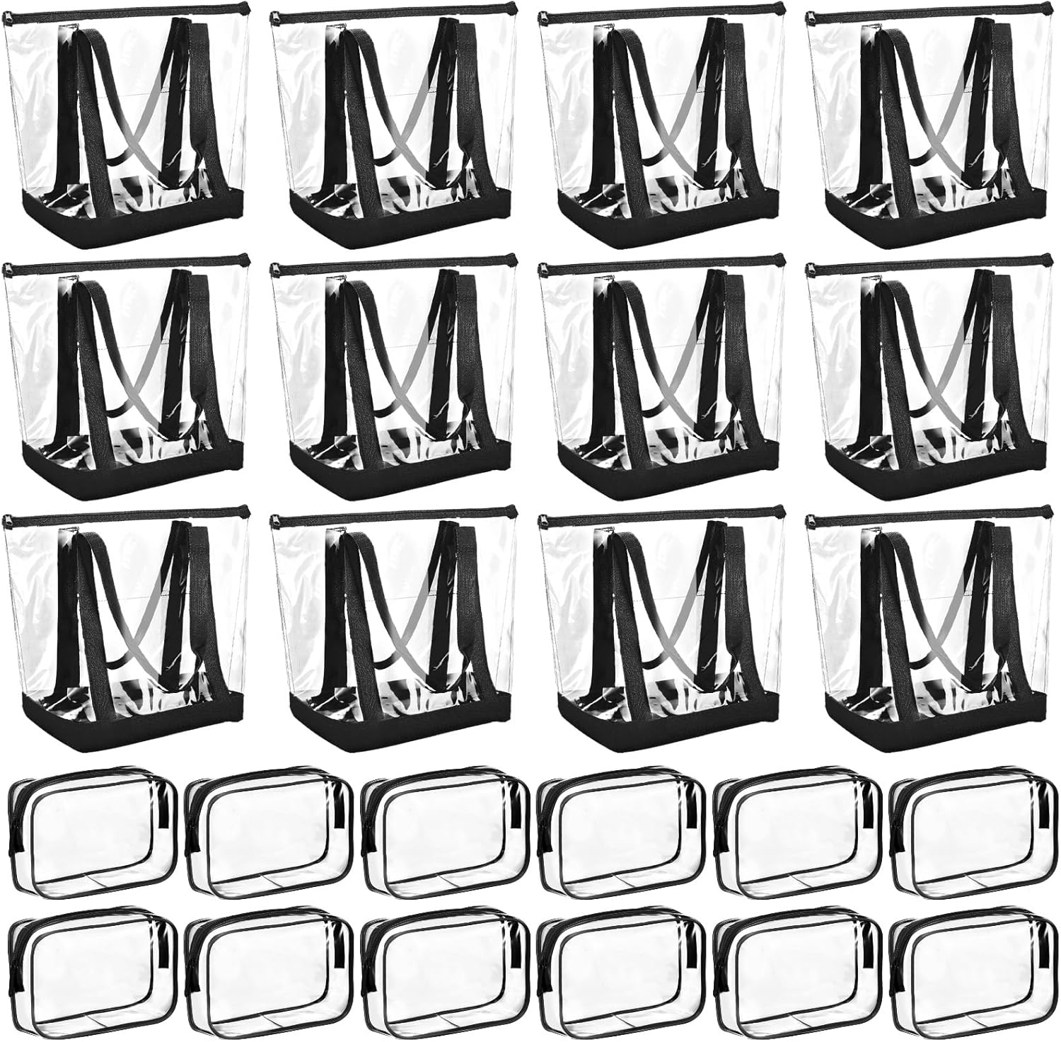 Juego de 24 bolsas transparentes de PVC con cierre de cremallera con bolsa transparente impermeable para cosméticos para viajes y trabajo