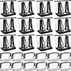 Juego de 24 bolsas transparentes de PVC con cierre de cremallera con bolsa transparente impermeable para cosméticos para viajes y trabajo Juego de 24 bolsas transparentes de PVC con cierre de cremallera con bolsa transparente impermeable para cosméticos para viajes y trabajo