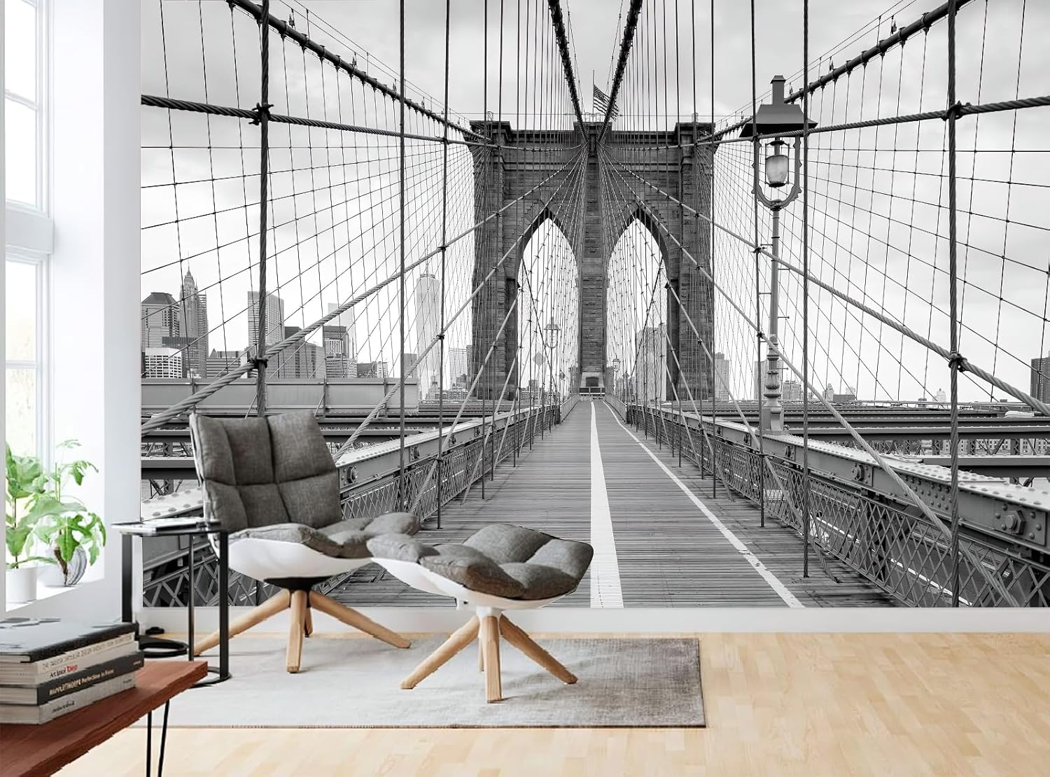 Papel tapiz fotográfico 3D de Brooklyn Bridge, mural de puente de edificio de la ciudad, murales de pared, espacio para sala de estar, dormitorio,