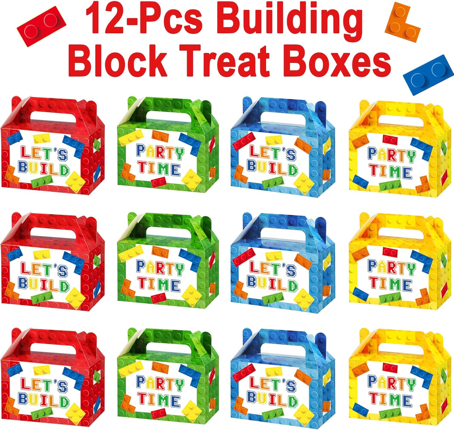 24 piezas de bloques de construcción cajas de regalo para fiesta, ladrillos de color, bolsas de dulces, bolsas de papel de ladrillo, caja de regalo