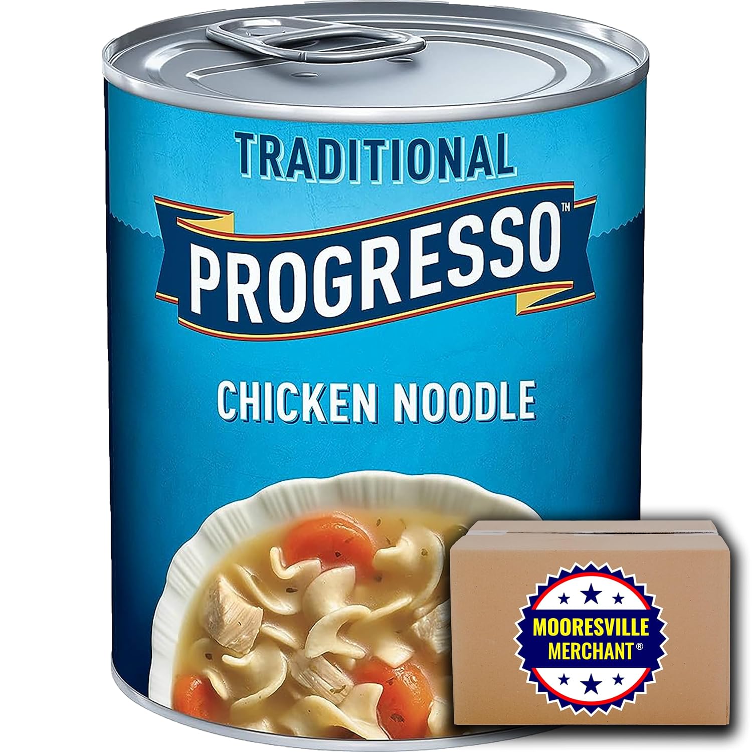 Progresso – Sopa tradicional de fideos de pollo, 19 onzas líquidas, 6 latas con calcomanía Mooresville Merchant