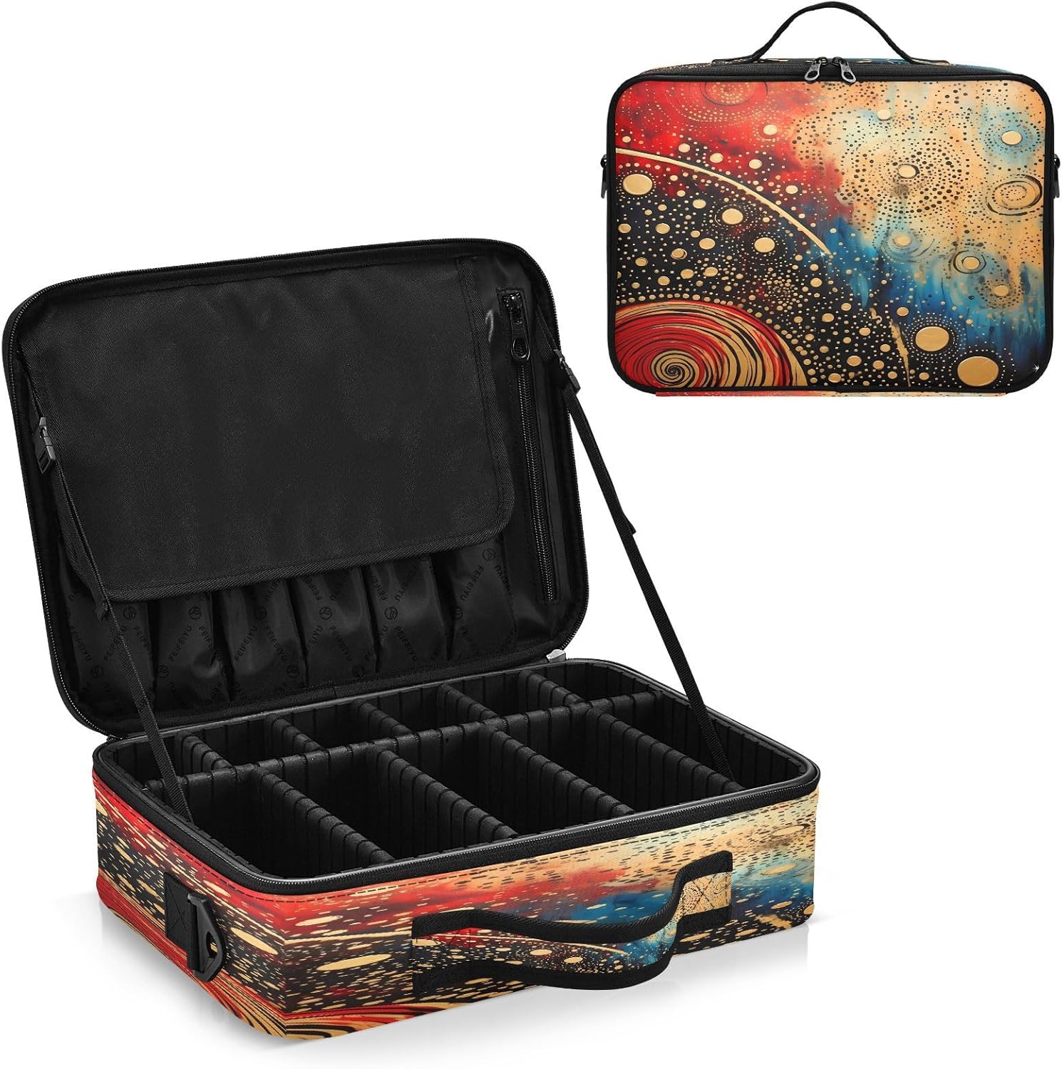 Círculo de arte colorido profesional cosmético portátil bolsa de almacenamiento organizador de maquillaje de gran capacidad organizador de