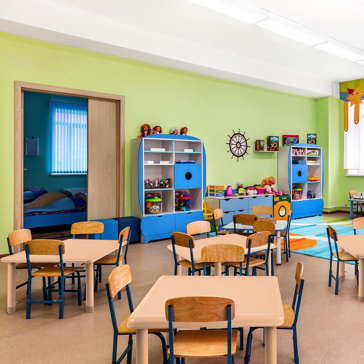 Mesa de plástico para aula de 24 pulgadas, mesa de actividades cuadrada de altura ajustable, muebles de aula, escritorio de actividades impermeable