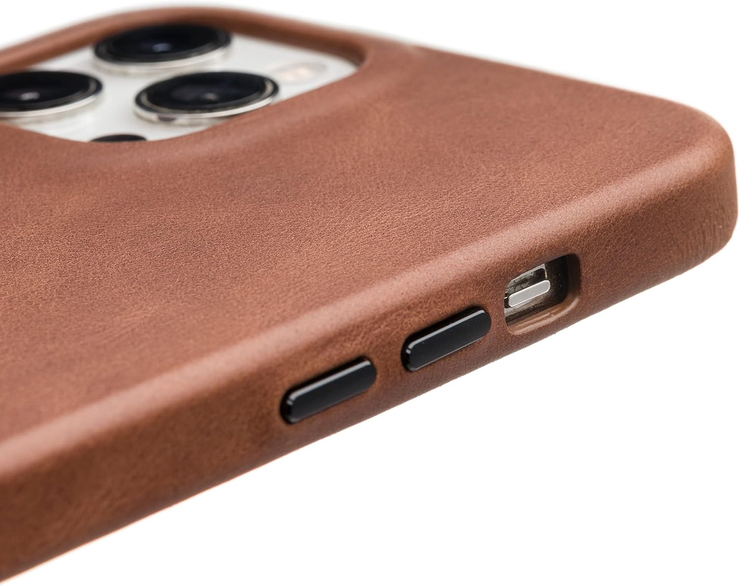 Wilken – Funda de cuero envuelta compatible con iPhone, compatible con MagSafe y carga inalámbrica, cuero de grano superior, protección de pantalla