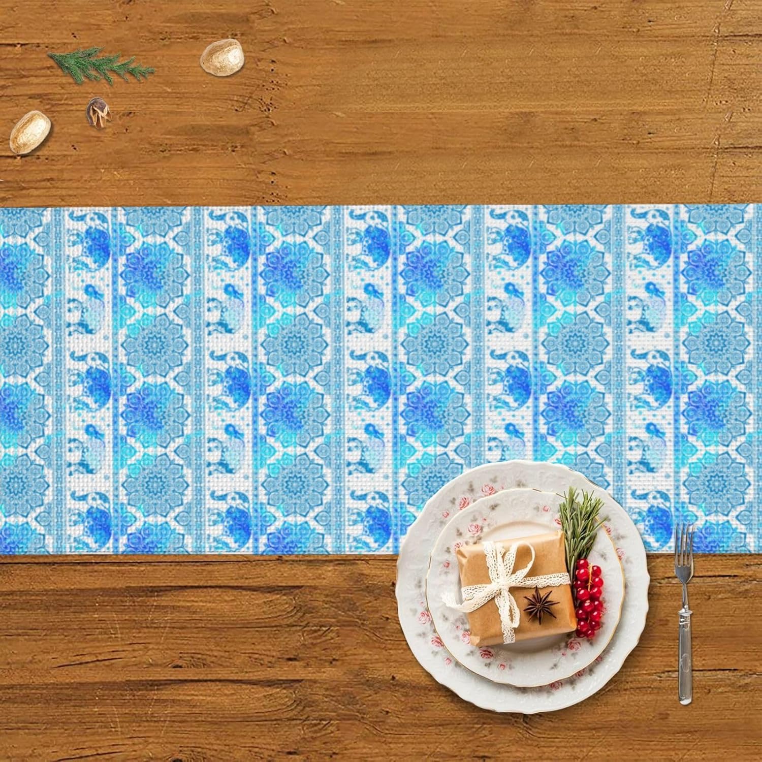 Stripe Elephant Christmas Table Runner Dining Table Decor Christmas Decorations Indoor Home Decor Christmas Table Runners Xmas Navidad Decoracion