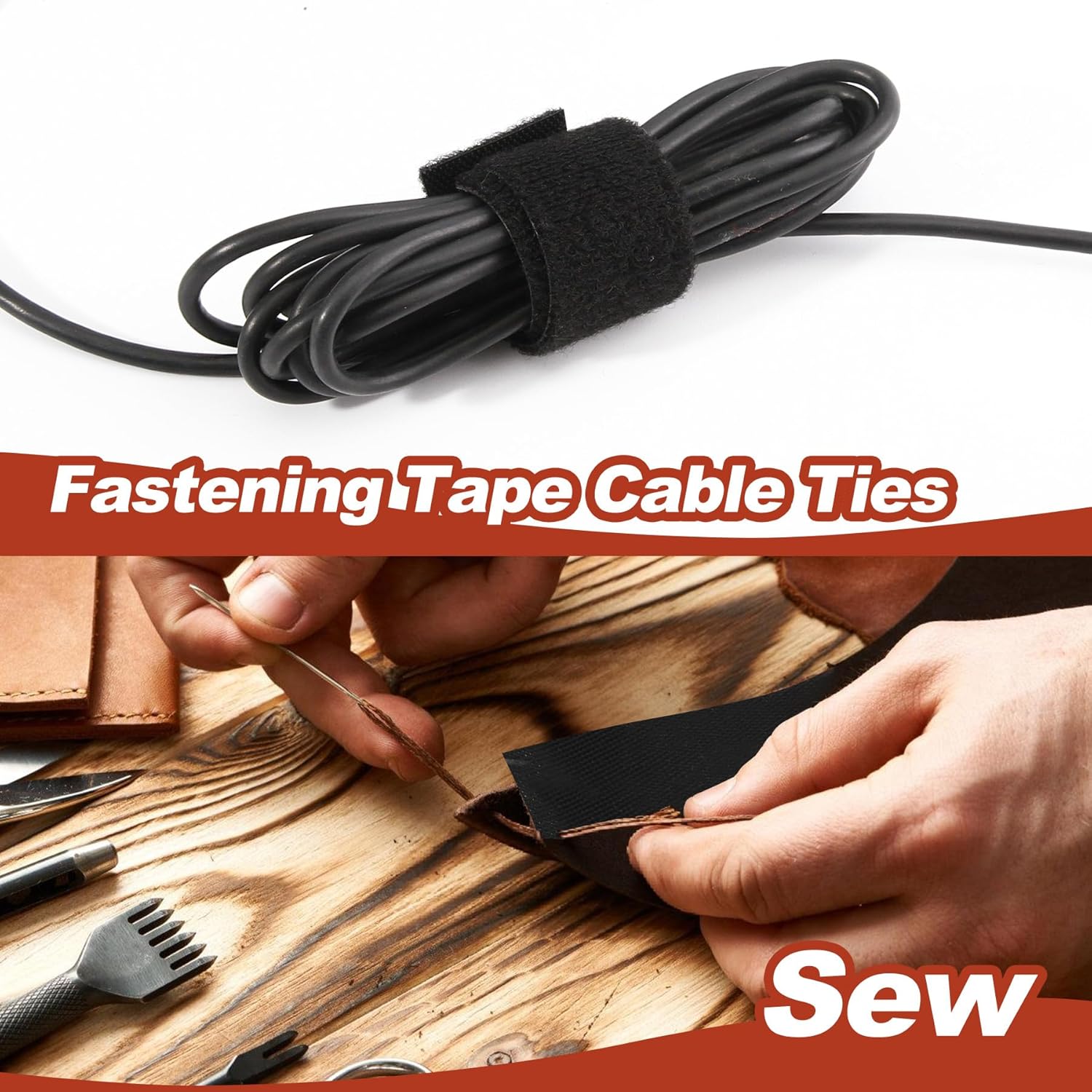 Meibeidor – Cinta de gestión de cables reutilizable de 34 pulgadas x 82 pies, cinta de gestión de cables reutilizable de doble cara, tiras de corte