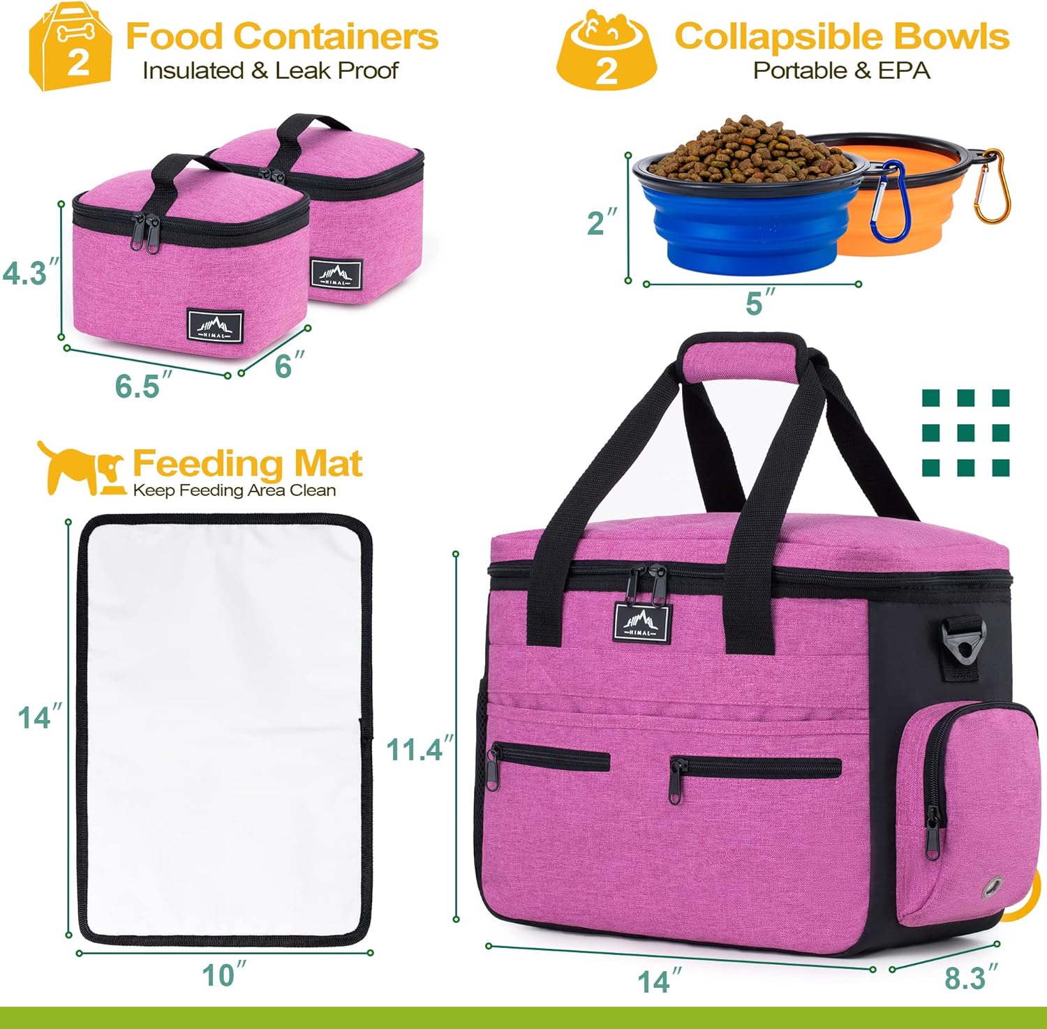 Kit de bolsa de viaje para perros para suministros, bolsa de viaje grande para mascotas para perros, práctica funda de equipaje, viajes nocturnos y