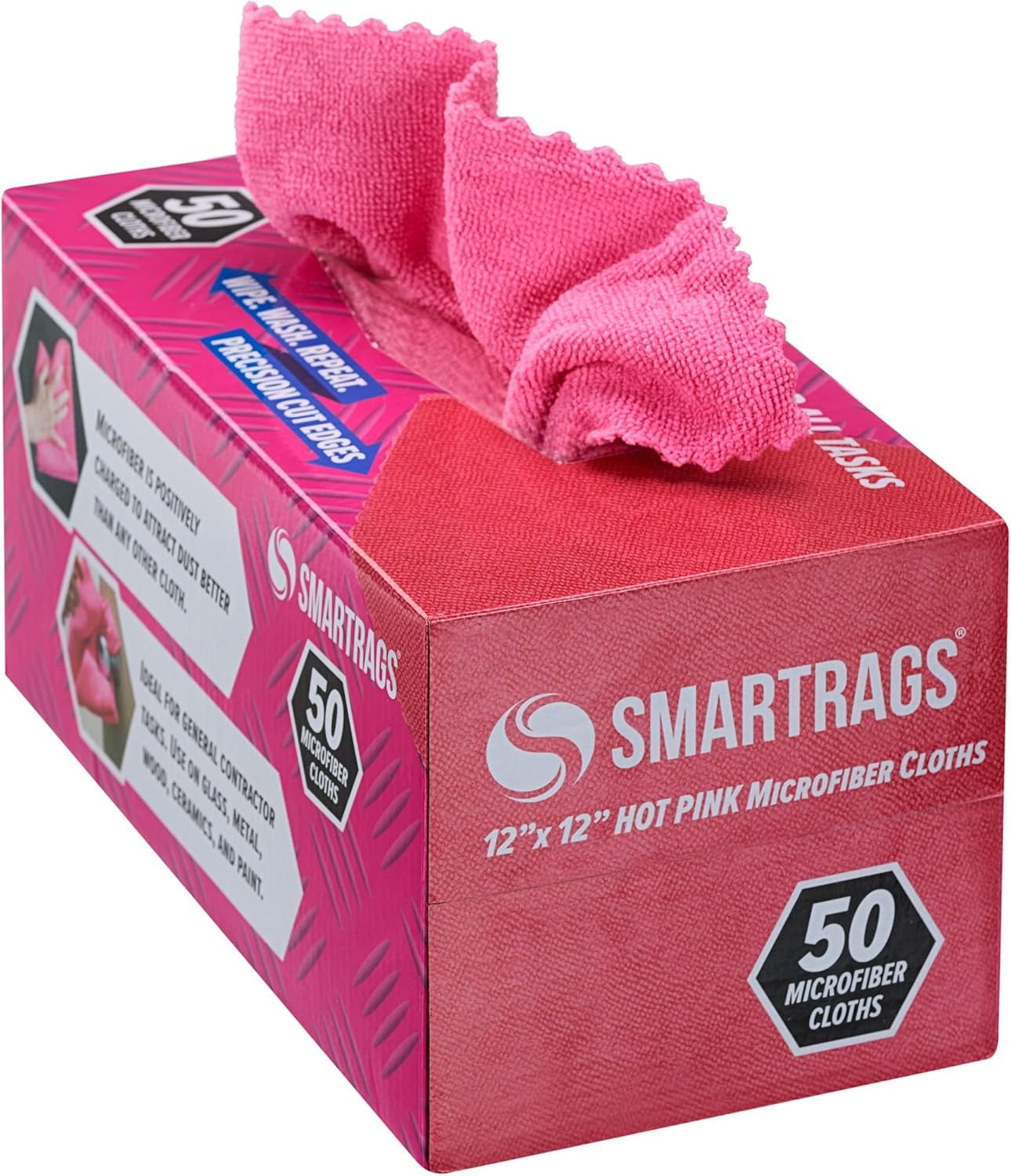 Arkwright Smart Rags in Box – Paquete de 50 paños de limpieza de microfibra sin pelusas, sin arañazos ni rayas, toallas de lavado dispensables para