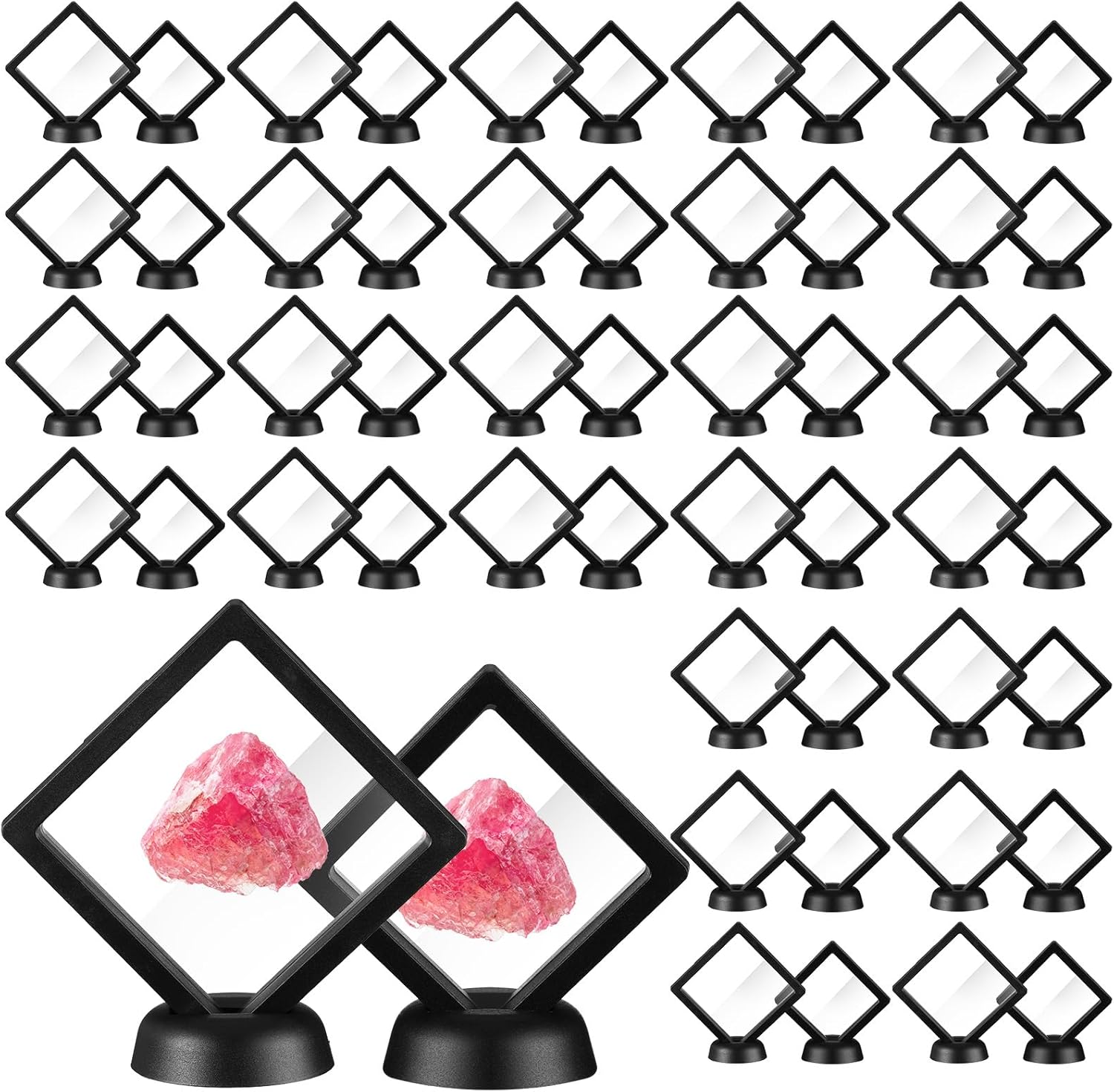 60 piezas de vitrina flotante 3D de película de polietileno para joyería, caja de almacenamiento de monedas, soportes para monedas antiguas de