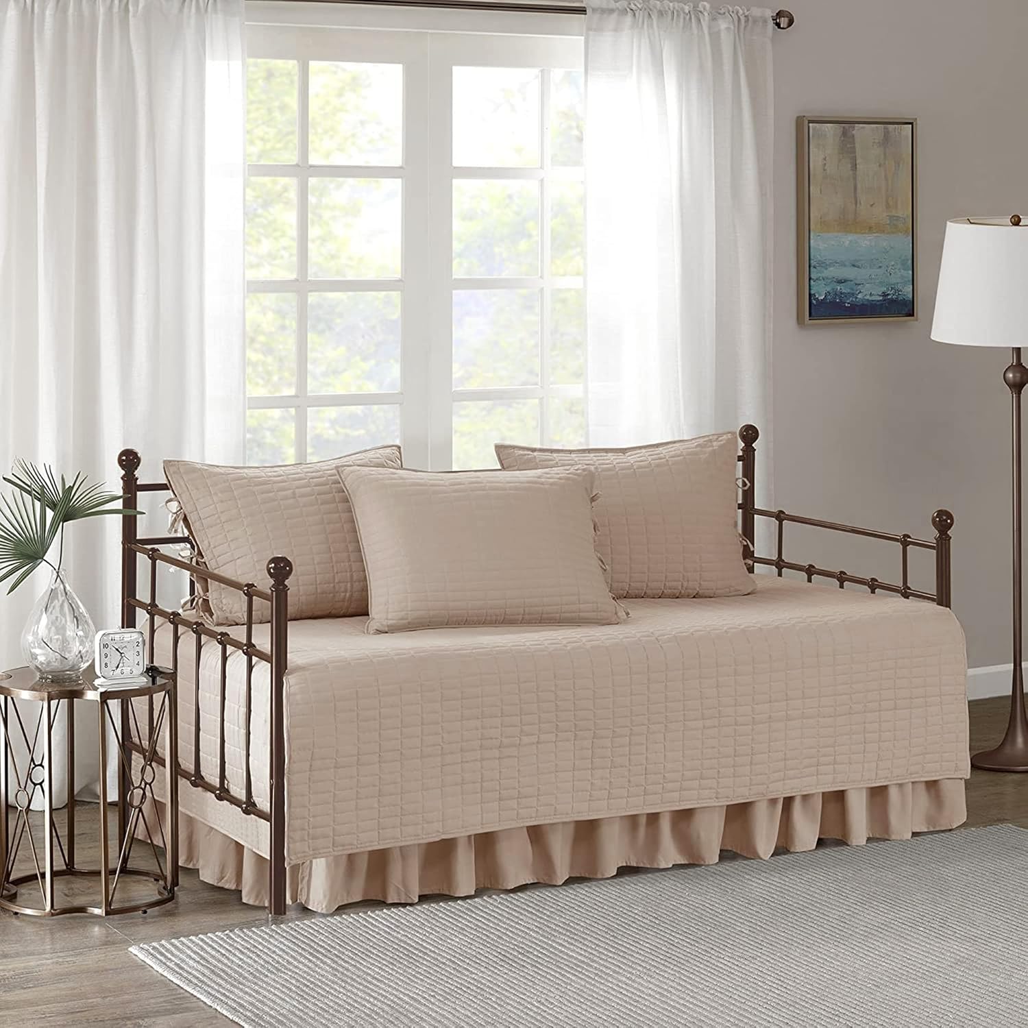 Comfort Spaces – Funda para sofá cama, acolchado doble cara de lujo, ropa de cama acogedora para todas las estaciones, falda de cama, fundas a