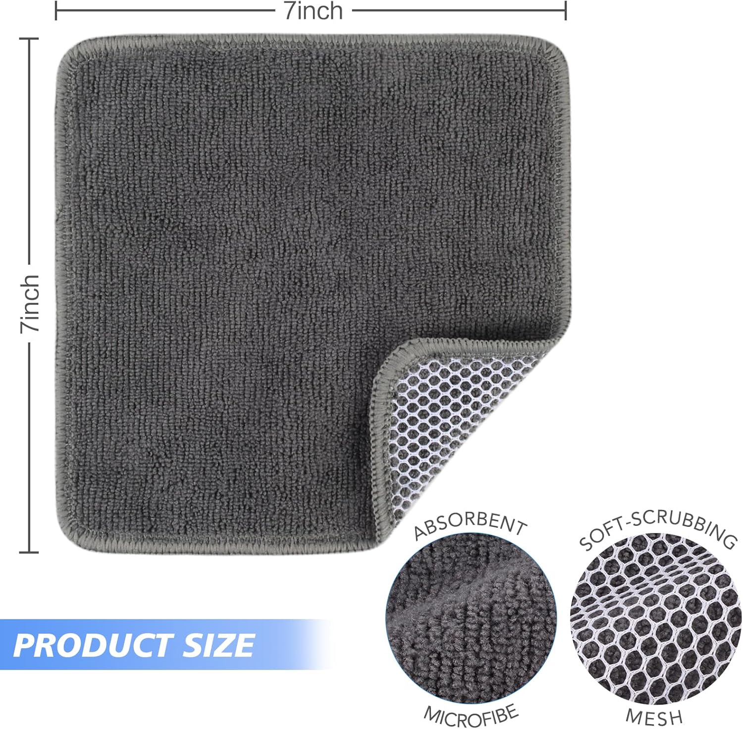 KinHwa Paños de cocina para platos, paños de microfibra absorbentes de secado rápido, trapos de cocina con lado de limpieza de poliéster, ideal para