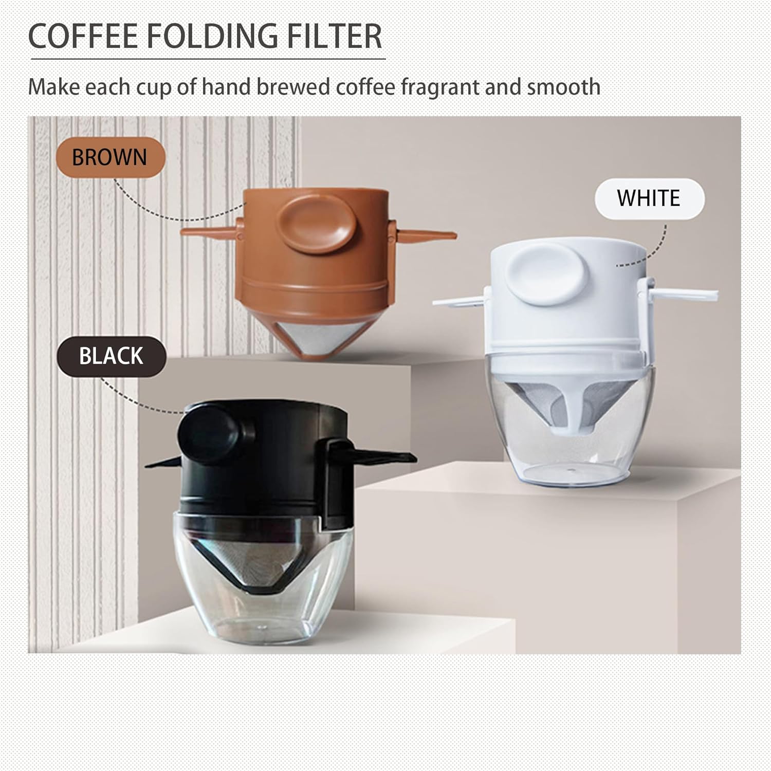 Gotero de café para verter sobre café, filtros de café reutilizables de acero inoxidable, filtro de café fácil de limpiar, cafetera de viaje sin