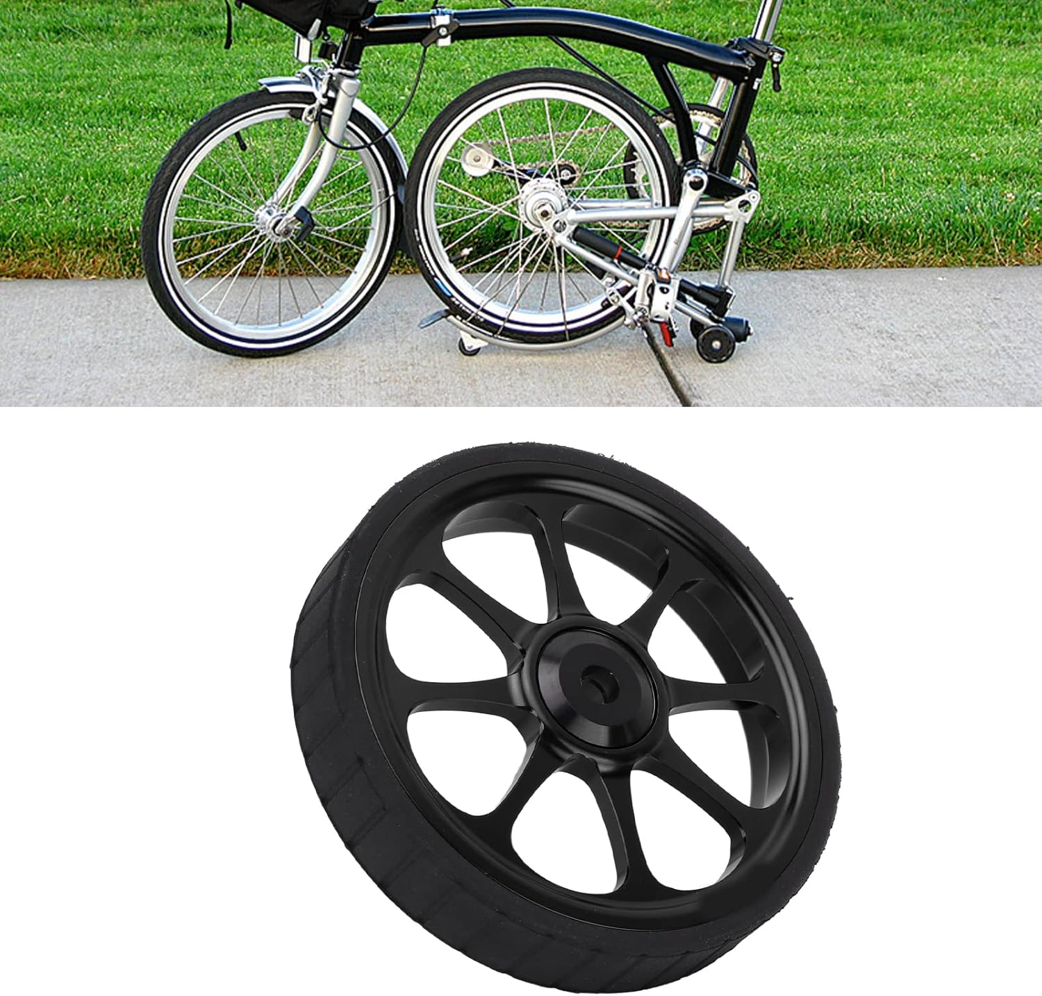 VGEBY Bicicleta plegable Easy Wheel, aleación de aluminio 3.228 in rodamiento ensanchado rueda fácil para Brompton 3sixty bicicleta plegable (negro)