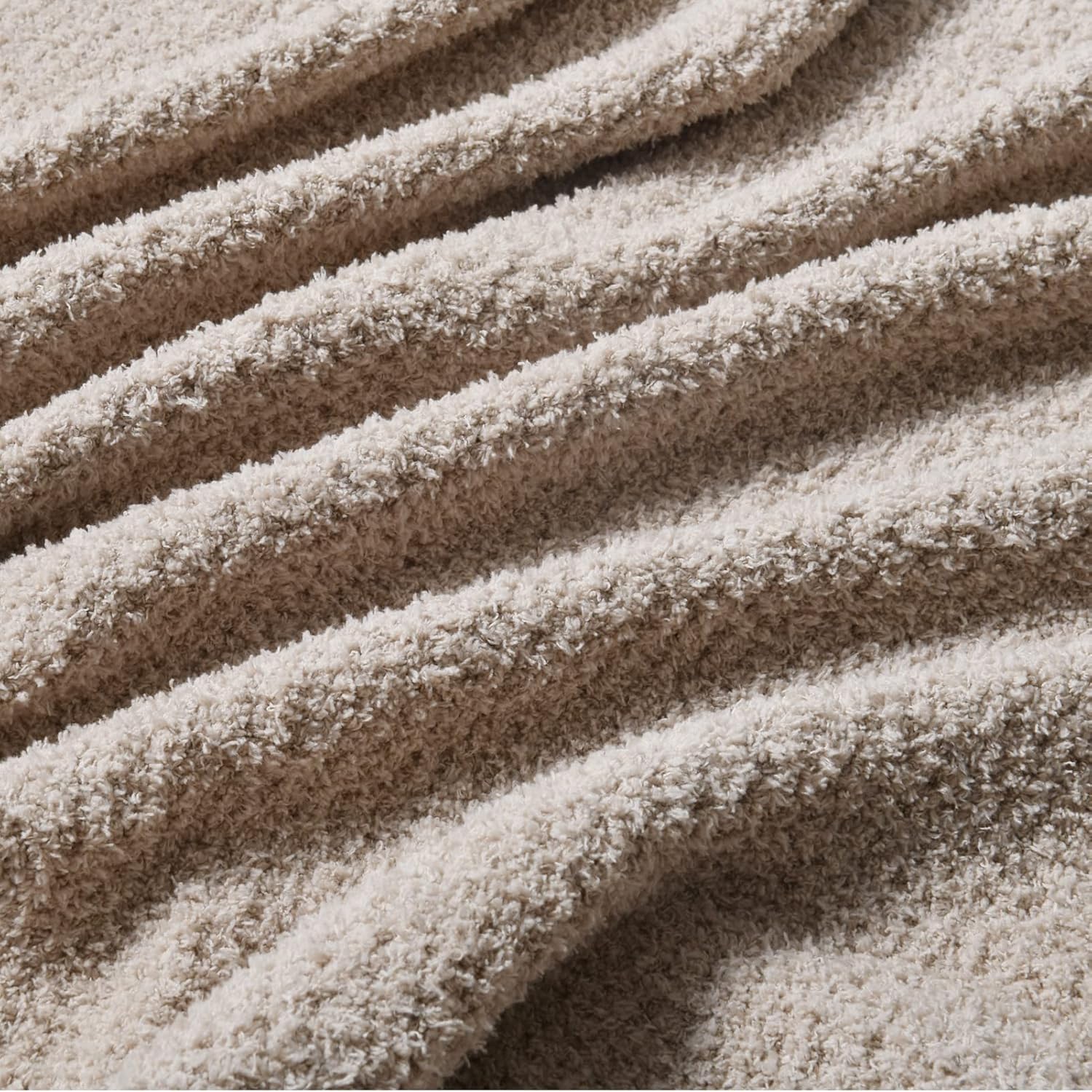 Manta de felpa para sofá, manta de punto ligera y suave de felpilla con textura mullida y diseño de ribete acanalado, manta decorativa de lujo y