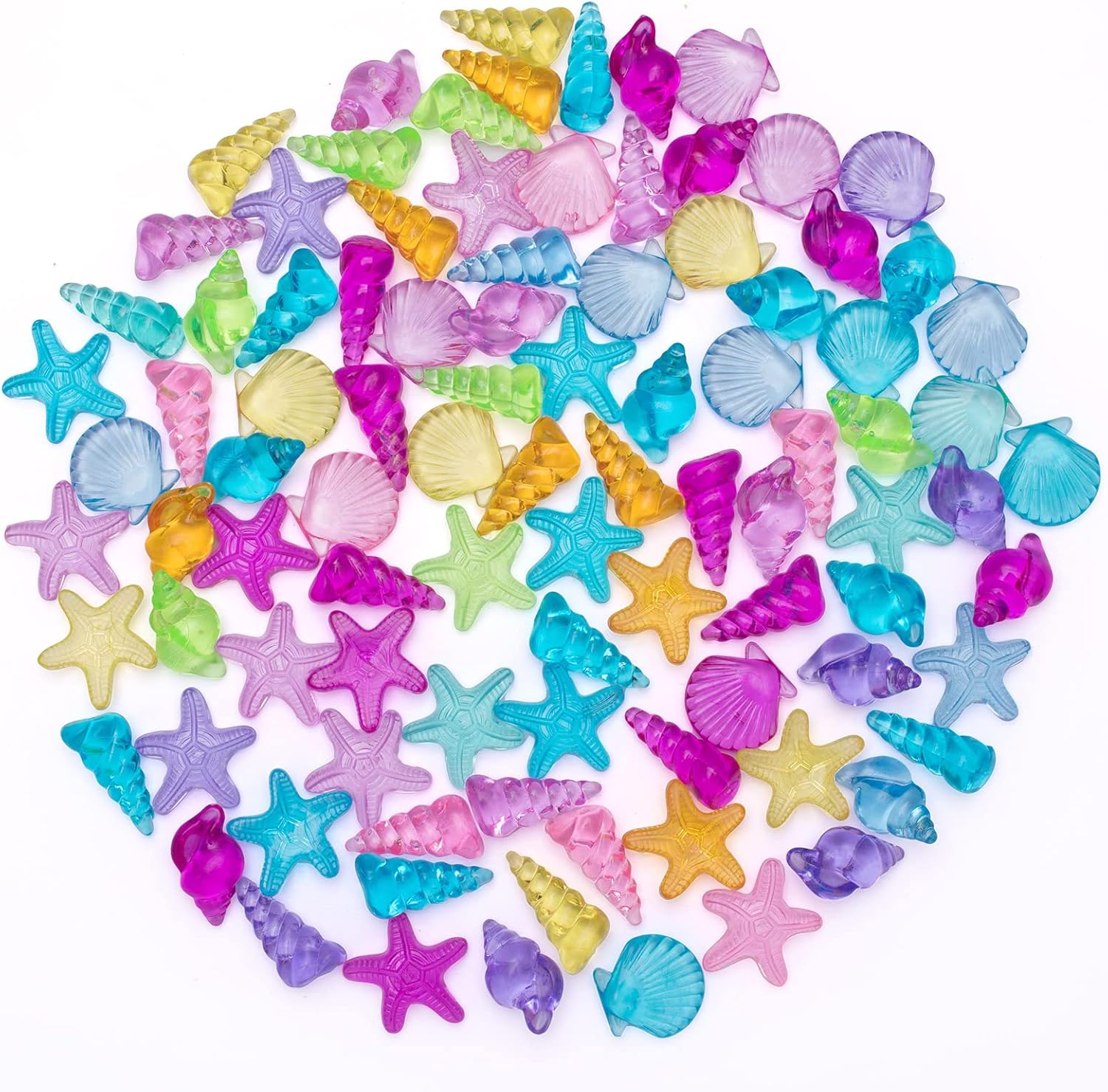 Coloridos juguetes de plástico con gemas de concha de mar, caracola, estrella de mar, para vacaciones en la playa, buceo en la piscina, búsqueda del