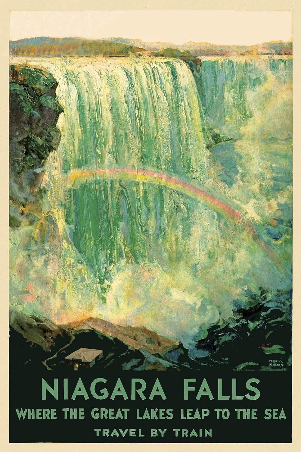 Imán Niagara Falls Great Lakes Leap to The Sea 1920s Vintage Travel Magnet Lámina magnética de vinilo para taquillas, coches, carteles, refrigerador