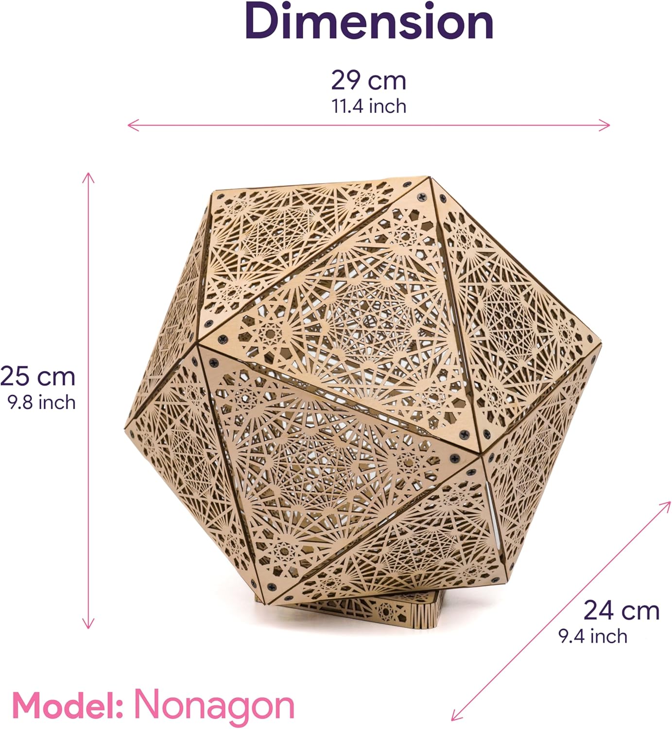 Jabihome Hyperi Lámpara de sombra RGB, luz nocturna geométrica, arte de mandala espiritual sagrado, linterna de sombra, decoración LED de madera,