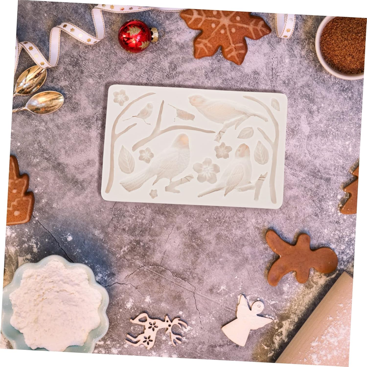 Abaodam Molde de silicona para fondant, molde de silicona para hacer pasteles, molde de resina para fondant, creativo, moldes para hornear, ramas y