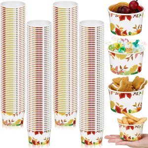 200 vasos de papel desechables para el día de Acción de Gracias, cuencos de postre desechables con temática de otoño, tazas de papel para 200 vasos de papel desechables para el día de Acción de Gracias, cuencos de postre desechables con temática de otoño, tazas de papel para