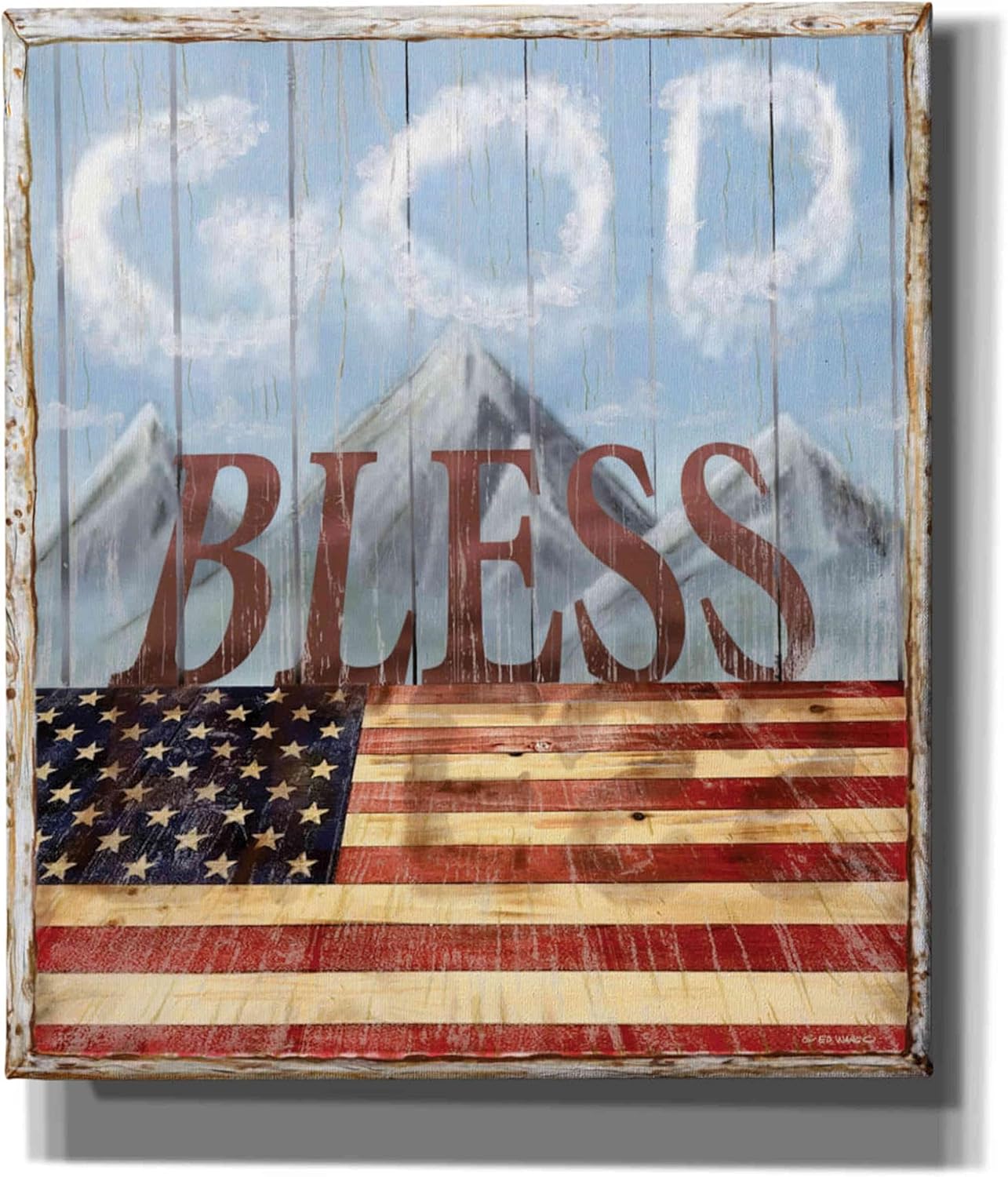 Epic Graffiti ‘God Bless America’ by Ed Wargo, Giclee Canvas Wall Art, 26″x30″