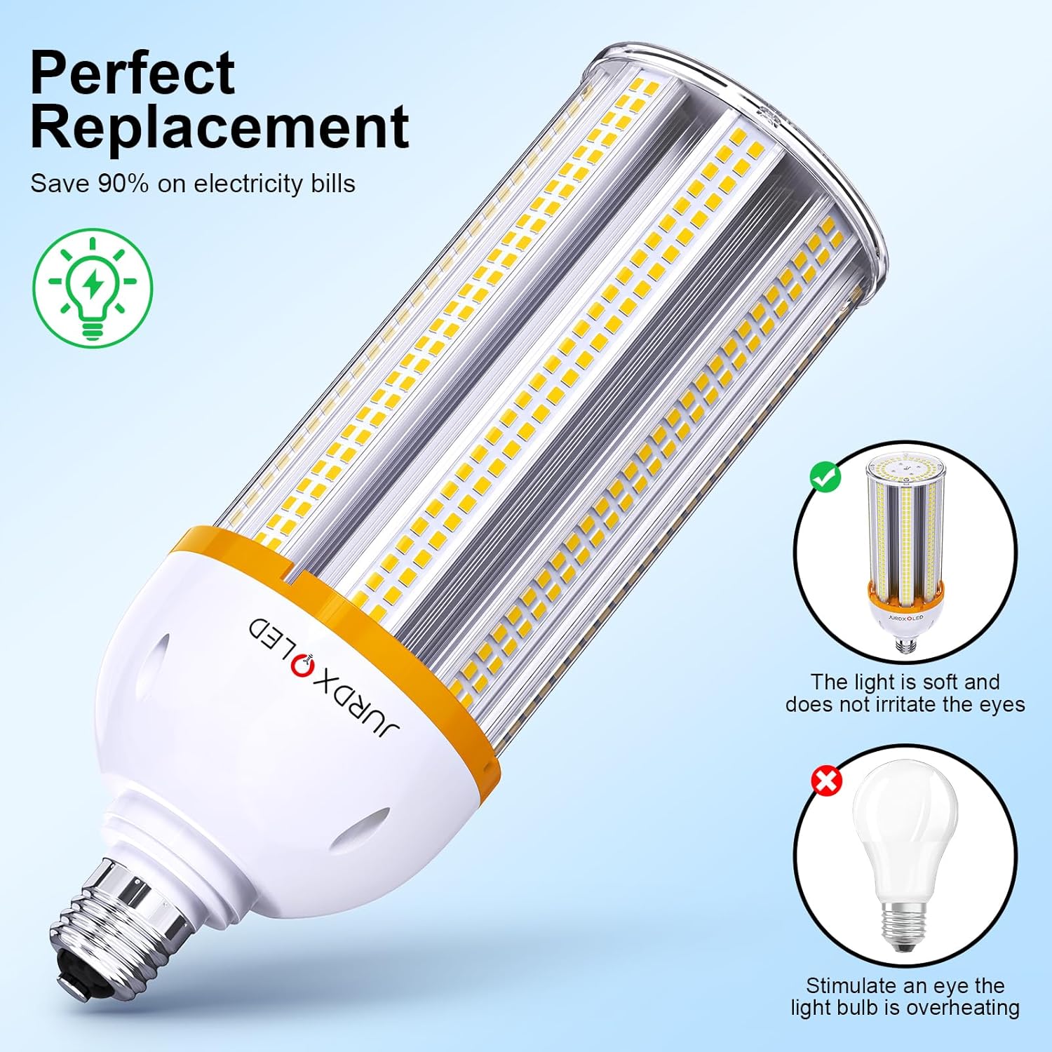 Paquete de 2 bombillas LED impermeables IP64, bombilla LED de repuesto de 120 W, base E26 con adaptador E39, bombilla LED de 15600 lm para garaje,