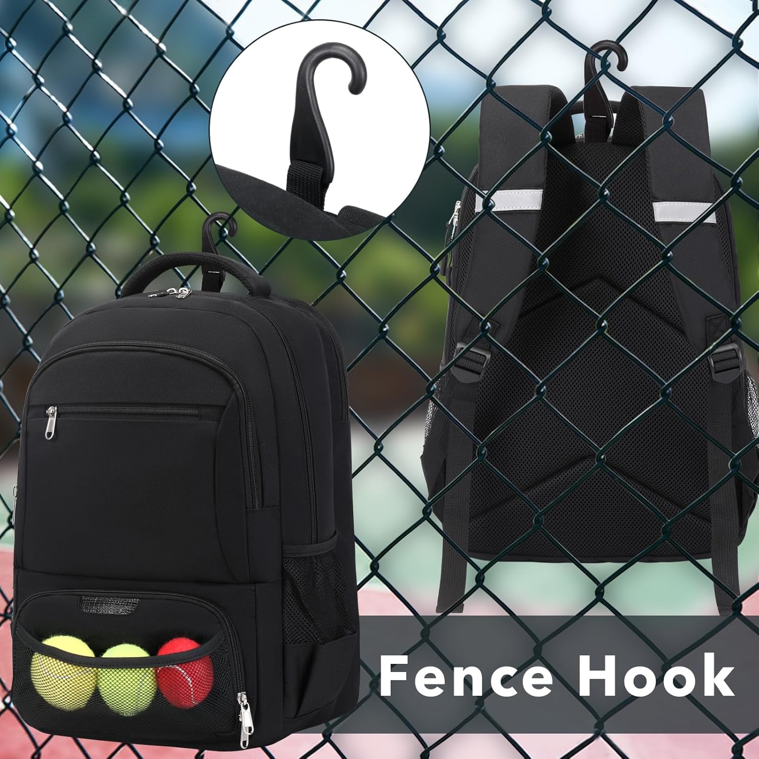 ACESAK Mochila de tenis para mujeres y hombres, bolsa de tenis con capacidad para 2 raquetas, calabaza de bádminton, pelotas de paletas de pickleball