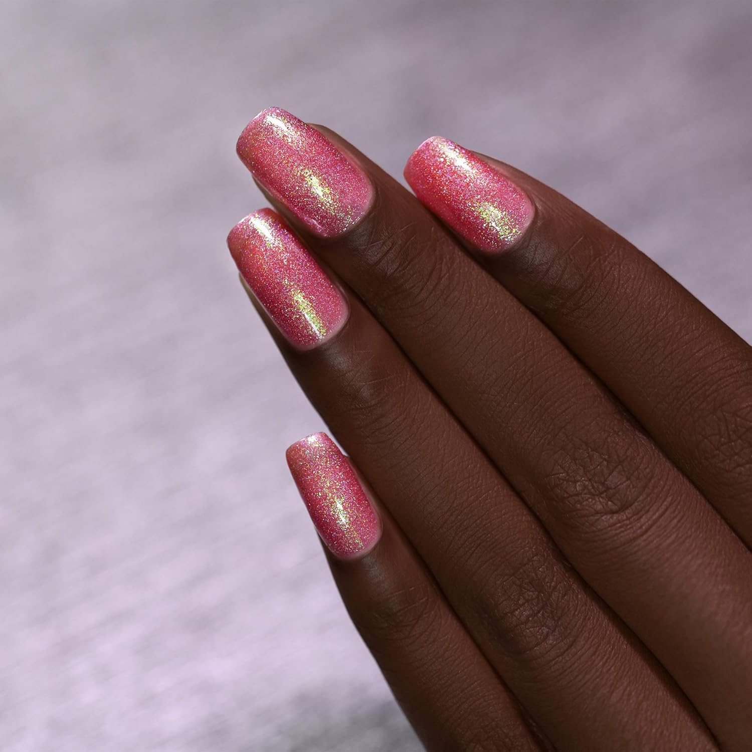 ILNP – Esmalte de uñas holográfico rosado intenso iridiscente, color Pink Flamingo