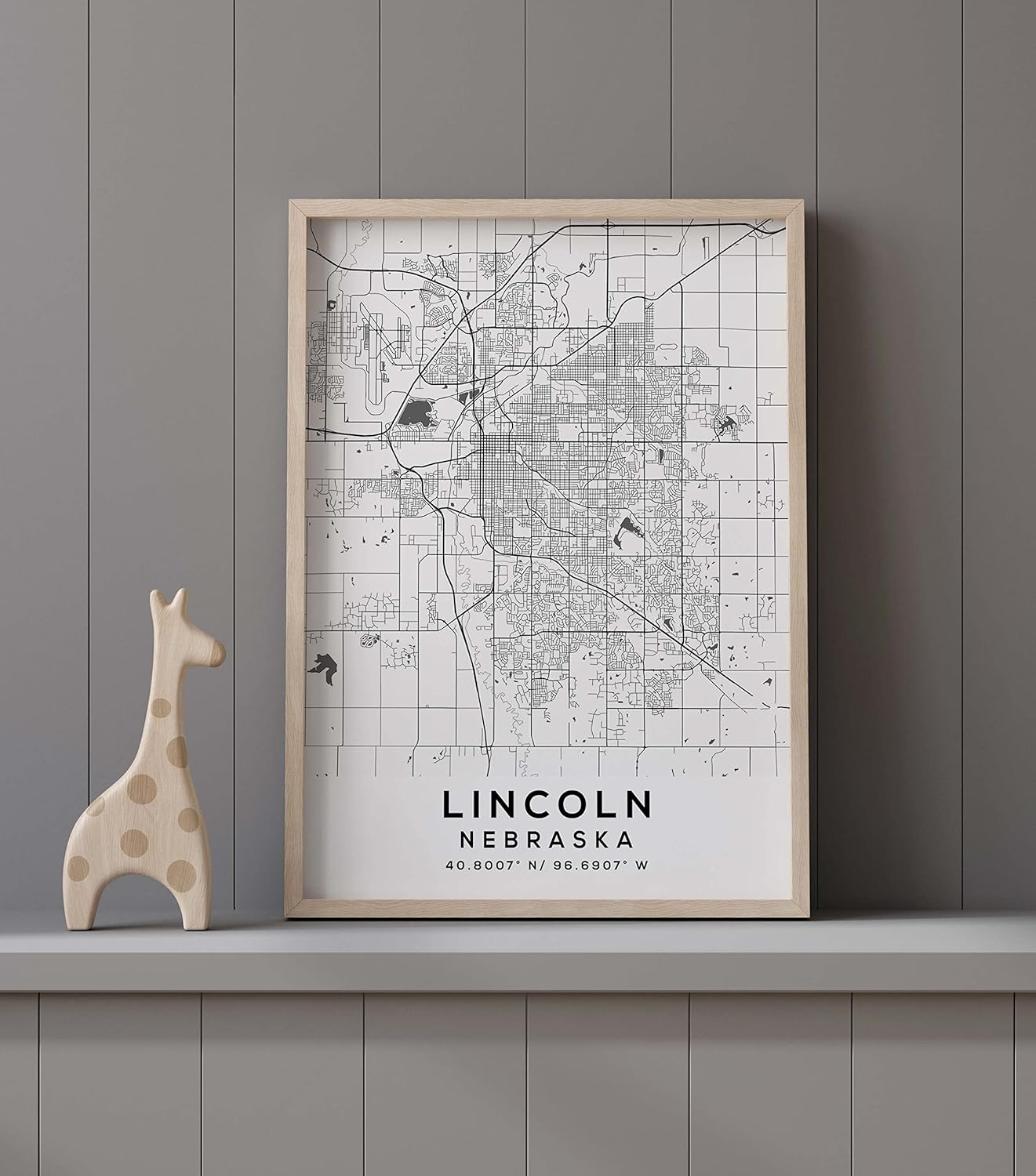Mapa de Lincoln, Nebraska, Light 2 (8×10)