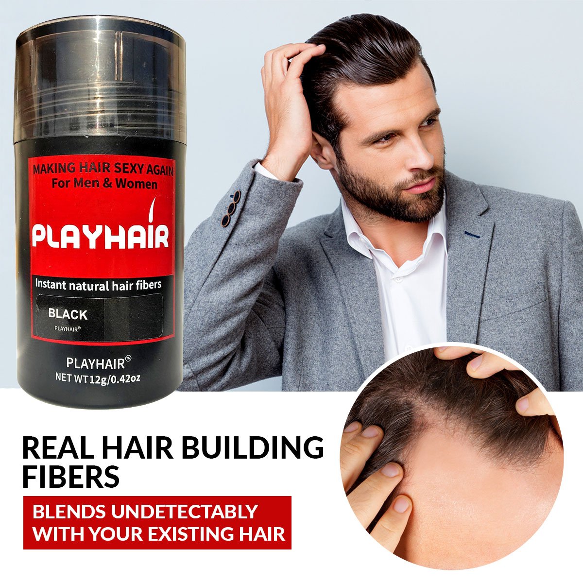 Fibras naturales de queratina para la construcción del cabello para ocultar la calvicie al instante adelgazando el cabello y cubrirse para hombres y