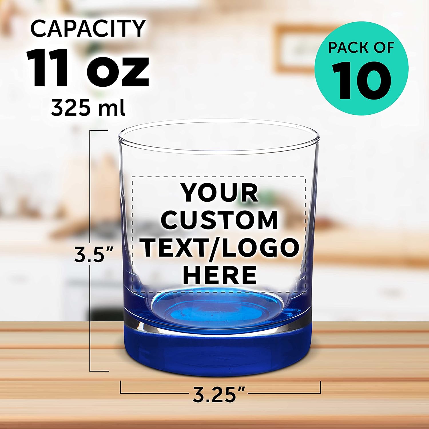 Libbey – Vasos de whisky personalizados de 10 onzas, juego de 10 unidades, paquete personalizado a granel, base pesada, vaso antiguo de moda,