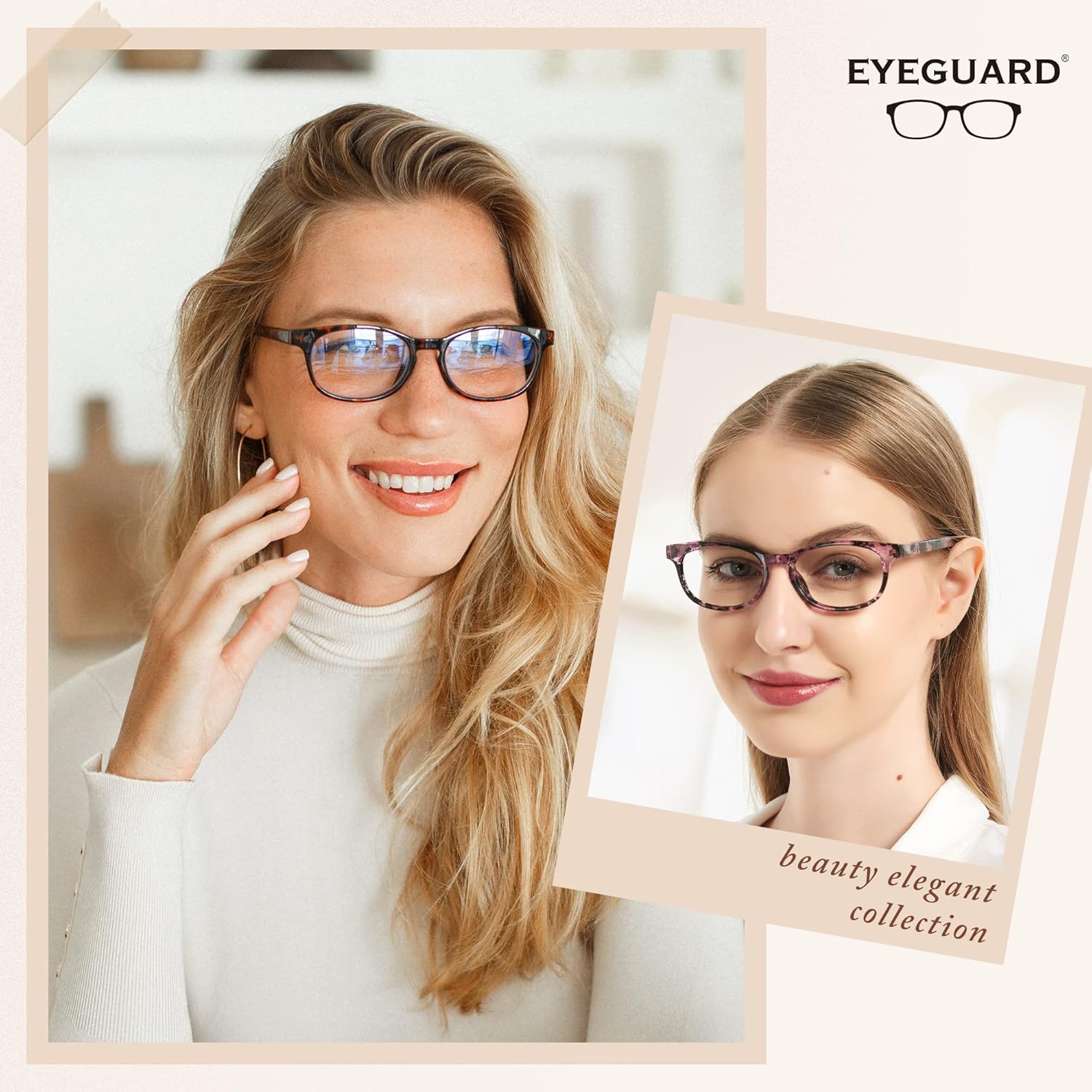 EYEGUARD Gafas de lectura con luz azul, paquete de 4 lectores de bisagra de resorte de moda para mujer