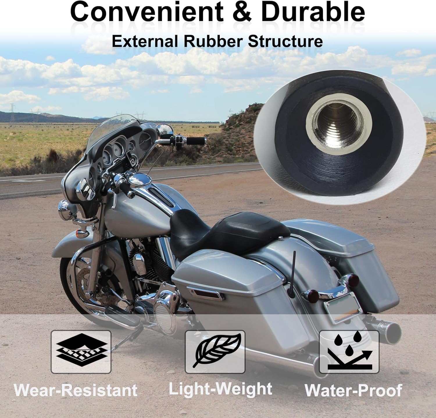 Antena para motocicleta, paquete de 2 unidades de 7 pulgadas  Recepción mejorada de FMAM  Antena corta compatible con Harley Davidson Street Glide