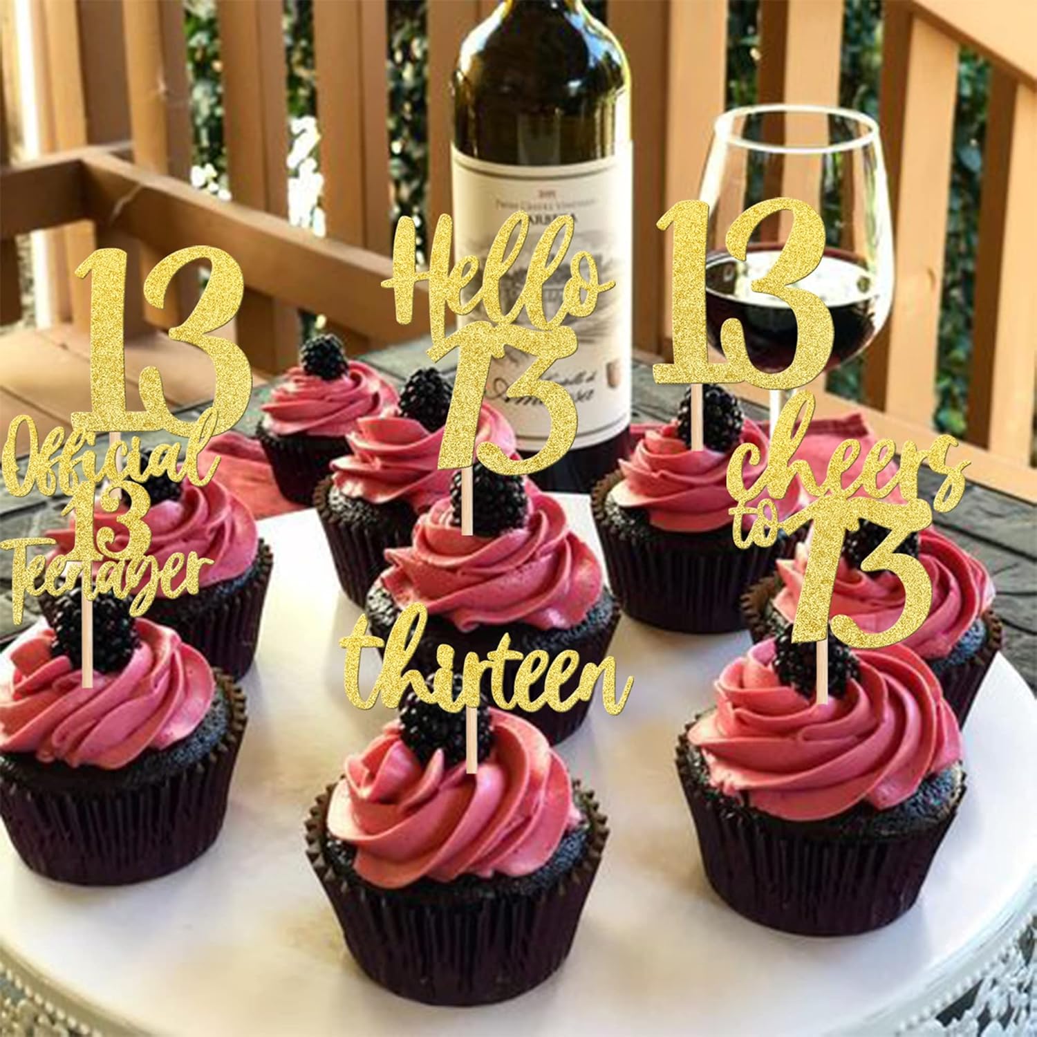 30 piezas de decoración para cupcakes de feliz cumpleaños 13 con purpurina Hello 13 oficiales para adolescentes, decoración de pasteles de trece