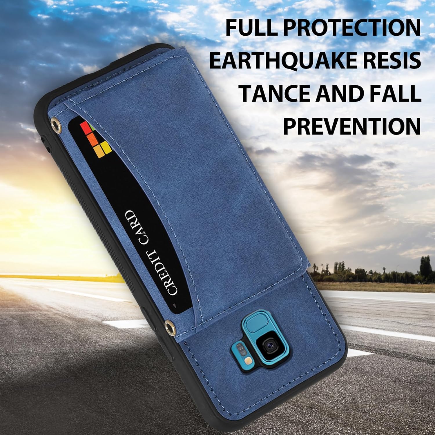 Asuwish Funda de teléfono para Samsung Galaxy S9 con protector de pantalla de vidrio templado y soporte de cuero sintético para tarjetas de crédito,