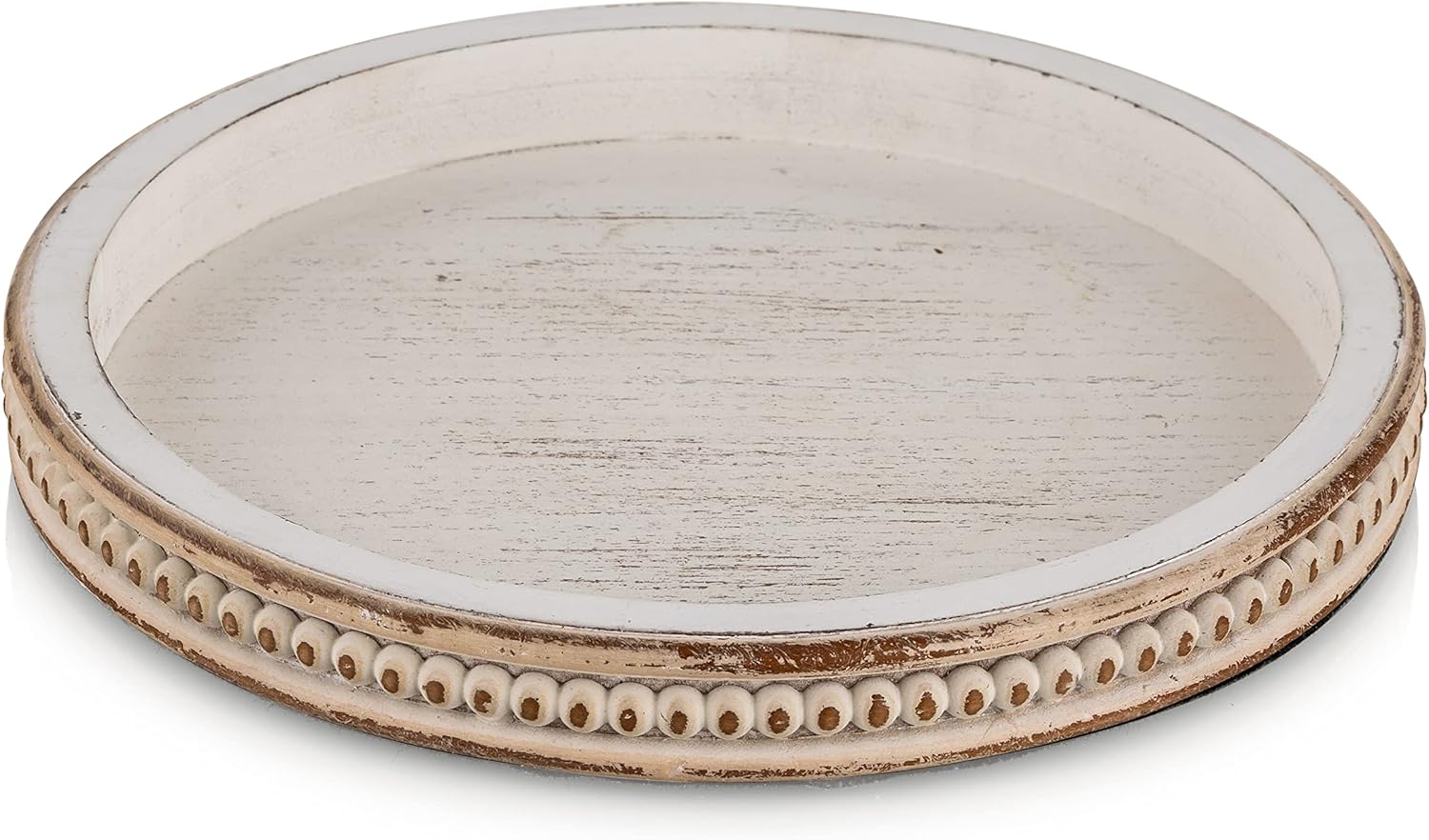 Romadedi – Bandeja de madera rústica para decoración de mesa auxiliar, bandeja decorativa redonda de madera para decoración de mesa auxiliar,